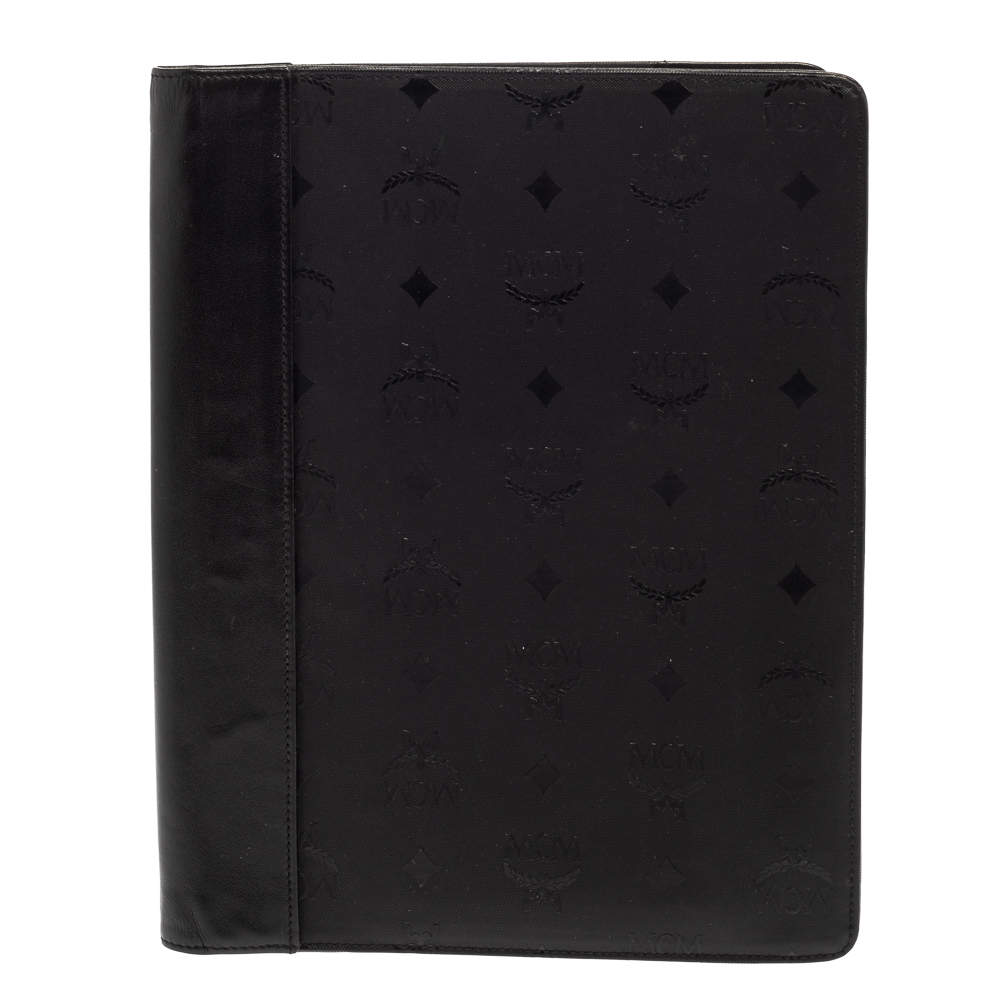 Pre Owned MCM Black Visetos Nylon and Leather Agenda Cover