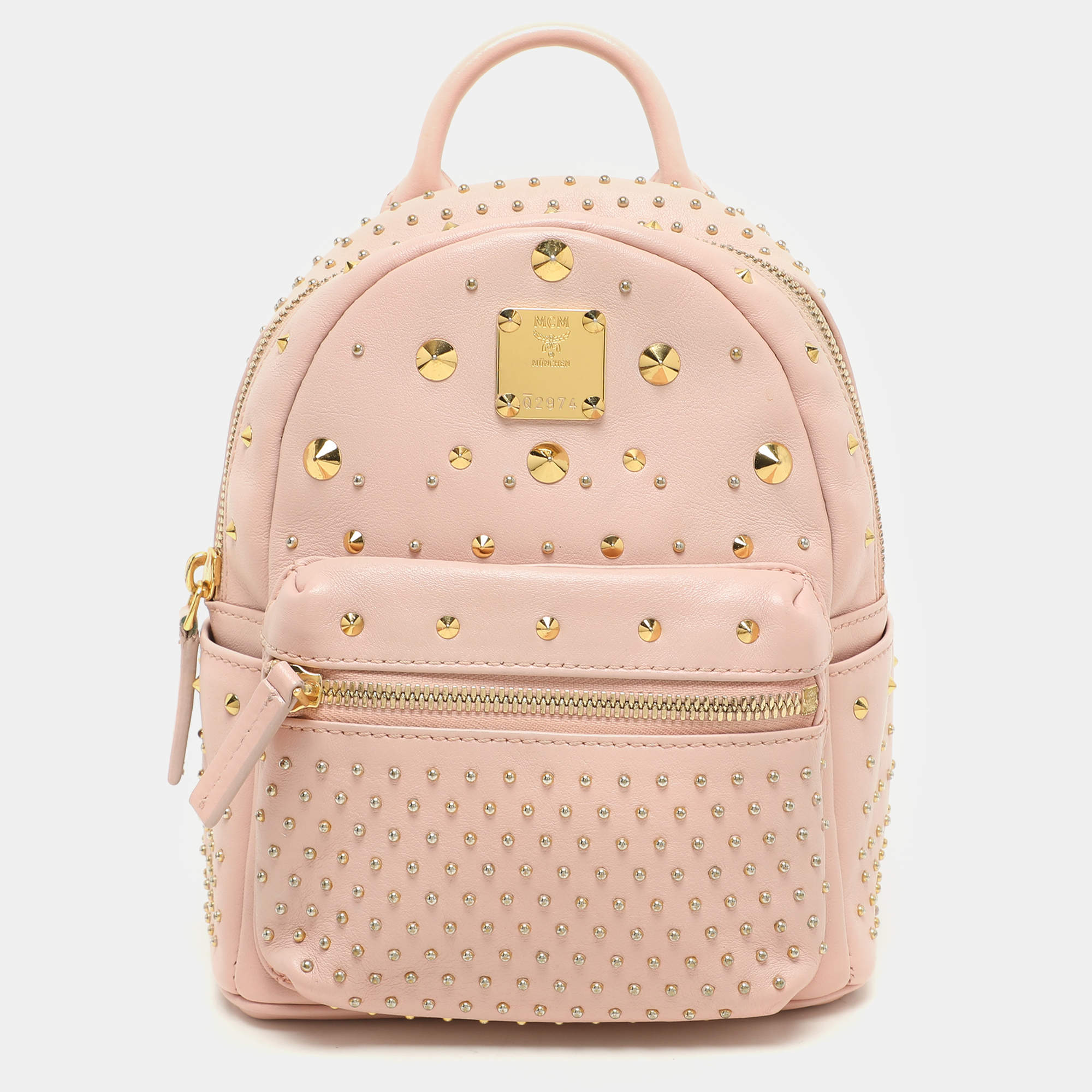 Pre Owned MCM Pink Leather X-mini Stark Bebe Boo Backpack