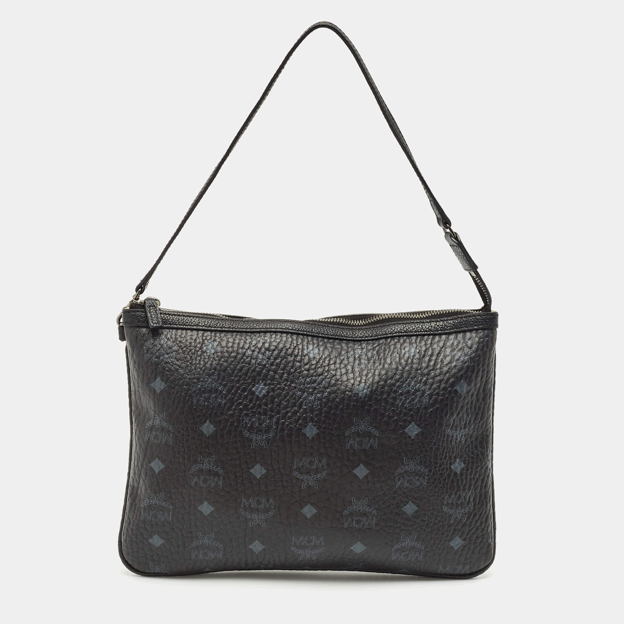 MCM Black Visetos Coated Canvas Slim Shoulder Bag