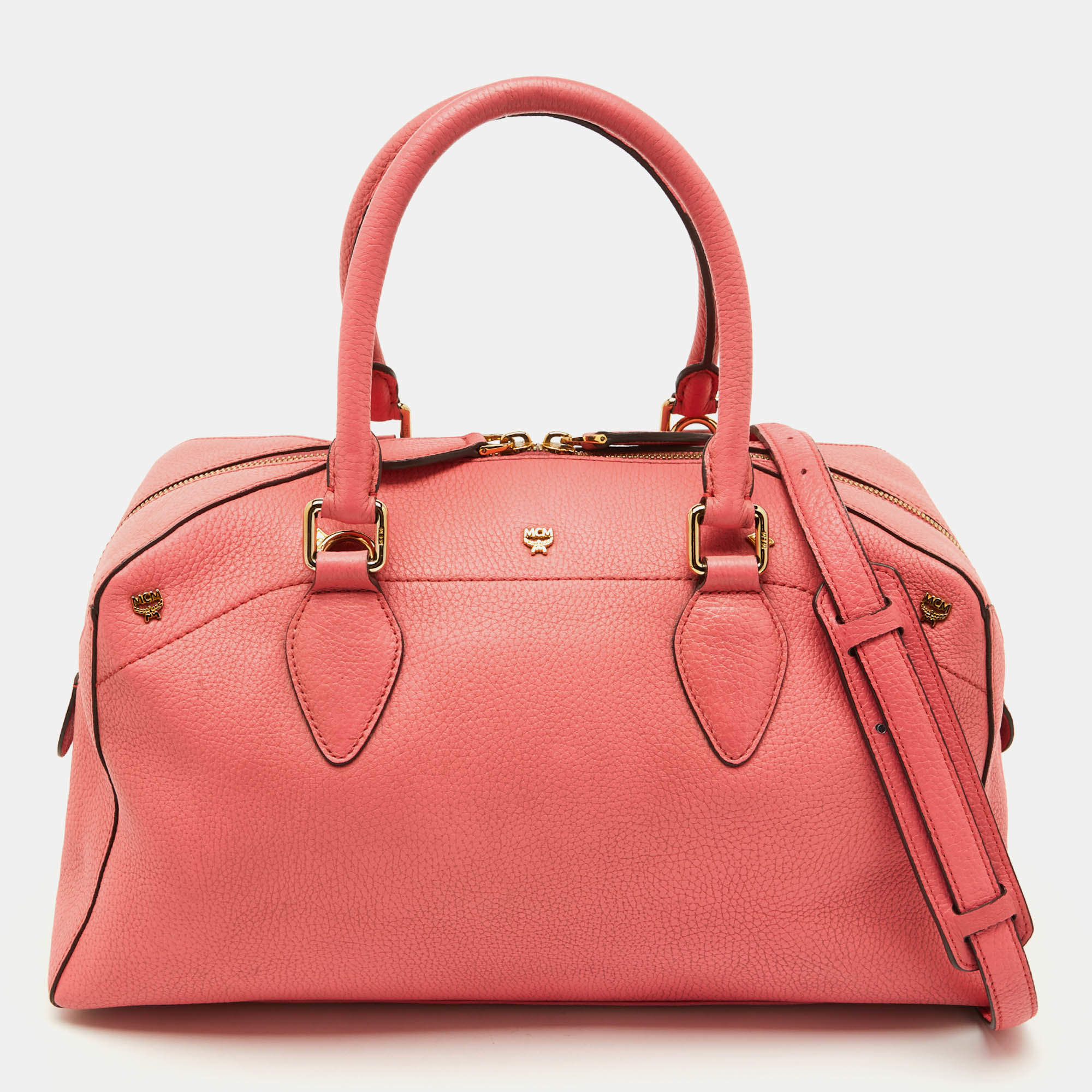 Pre Owned MCM Blush Pink Leather Zip Satchel