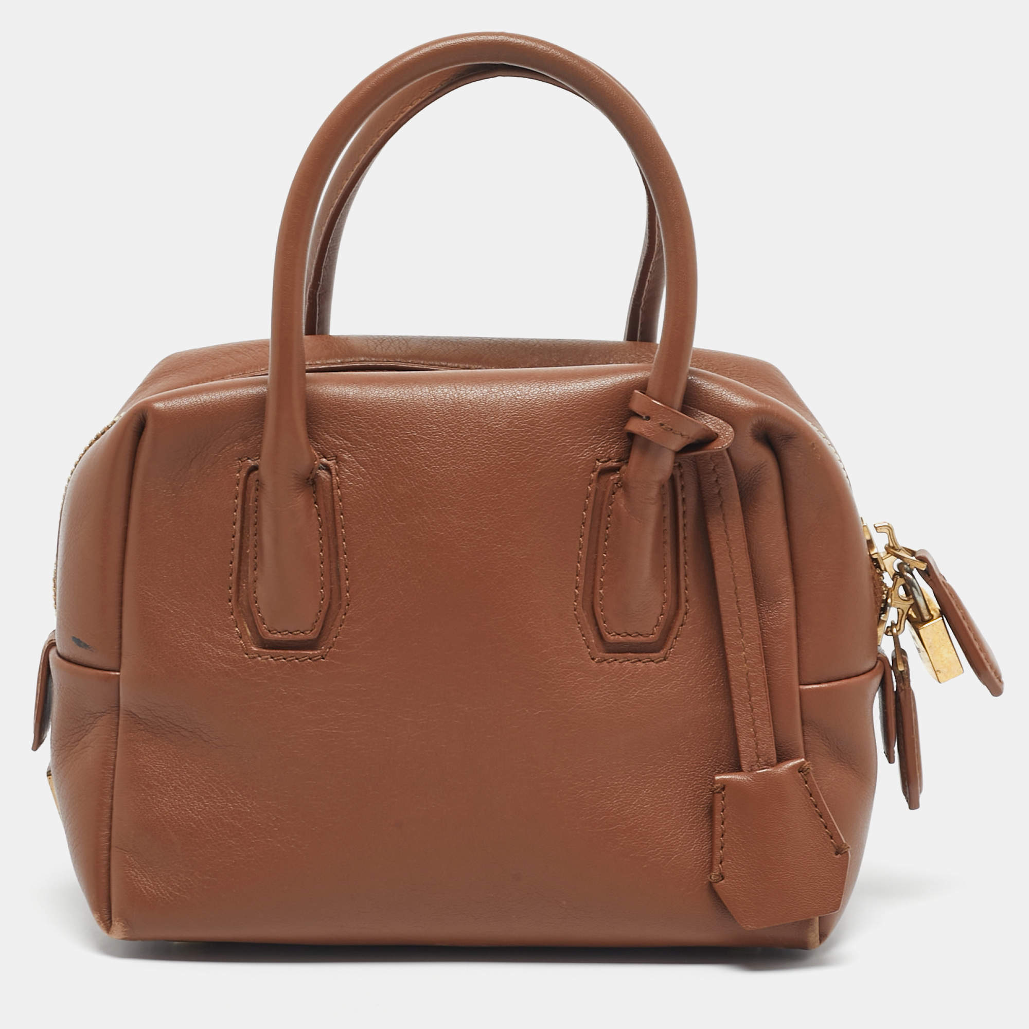 Pre Owned MCM Brown Leather Small Bowler Bag