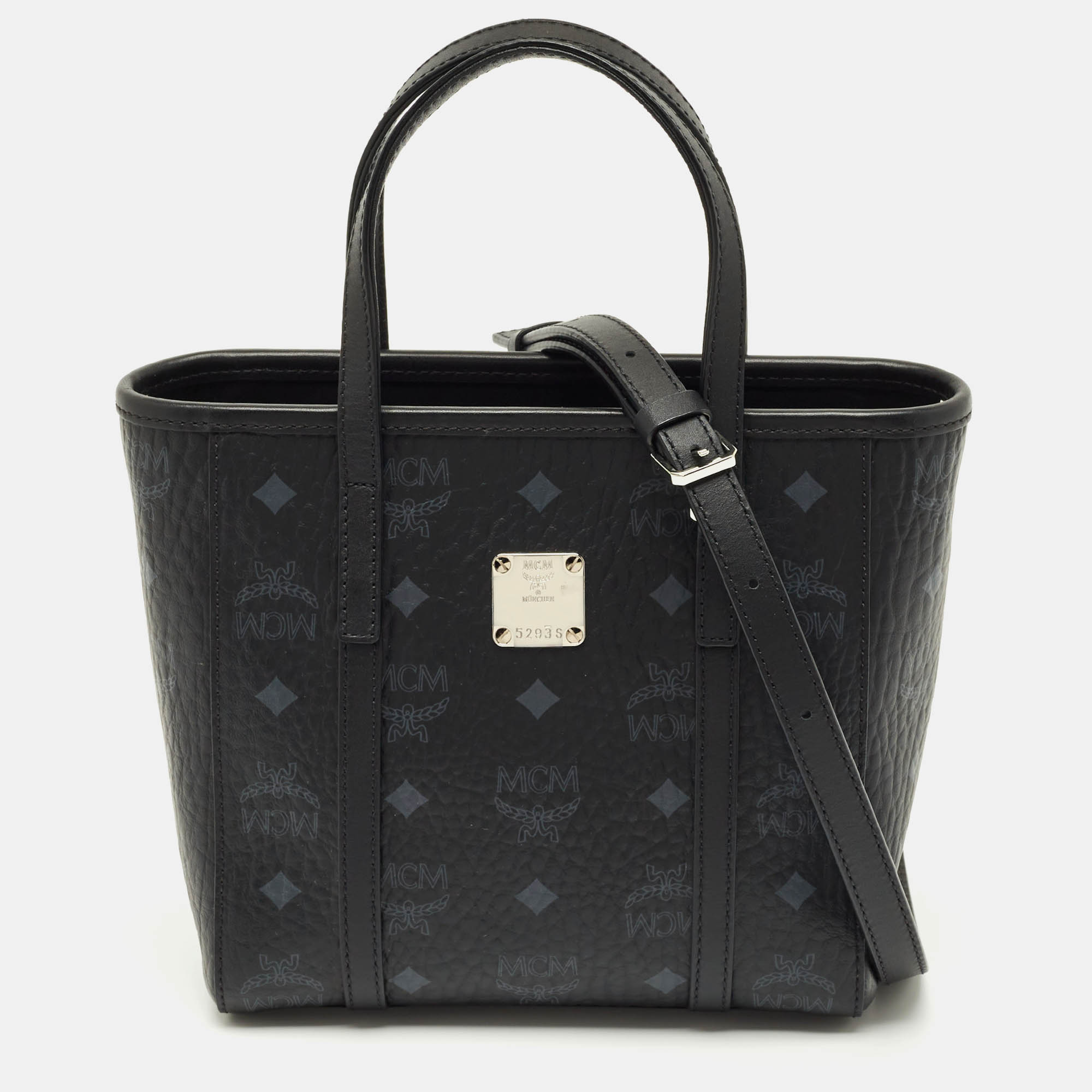 Pre Owned حقيبة يد توني ميني مكسوة بقماش وفيستوس وجلد من إم سي إم باللون الأسود