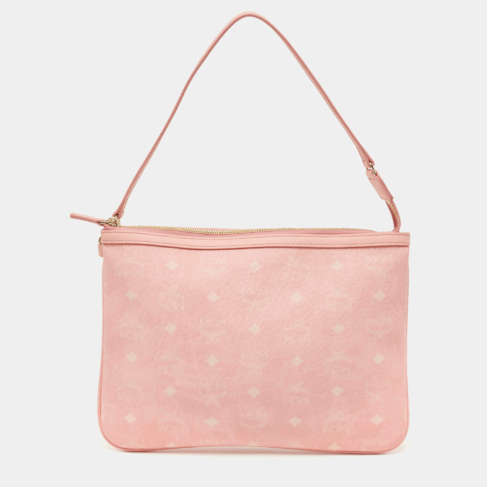 Pre Owned MCM Pink Visetos Coated Canvas Liz Pouch