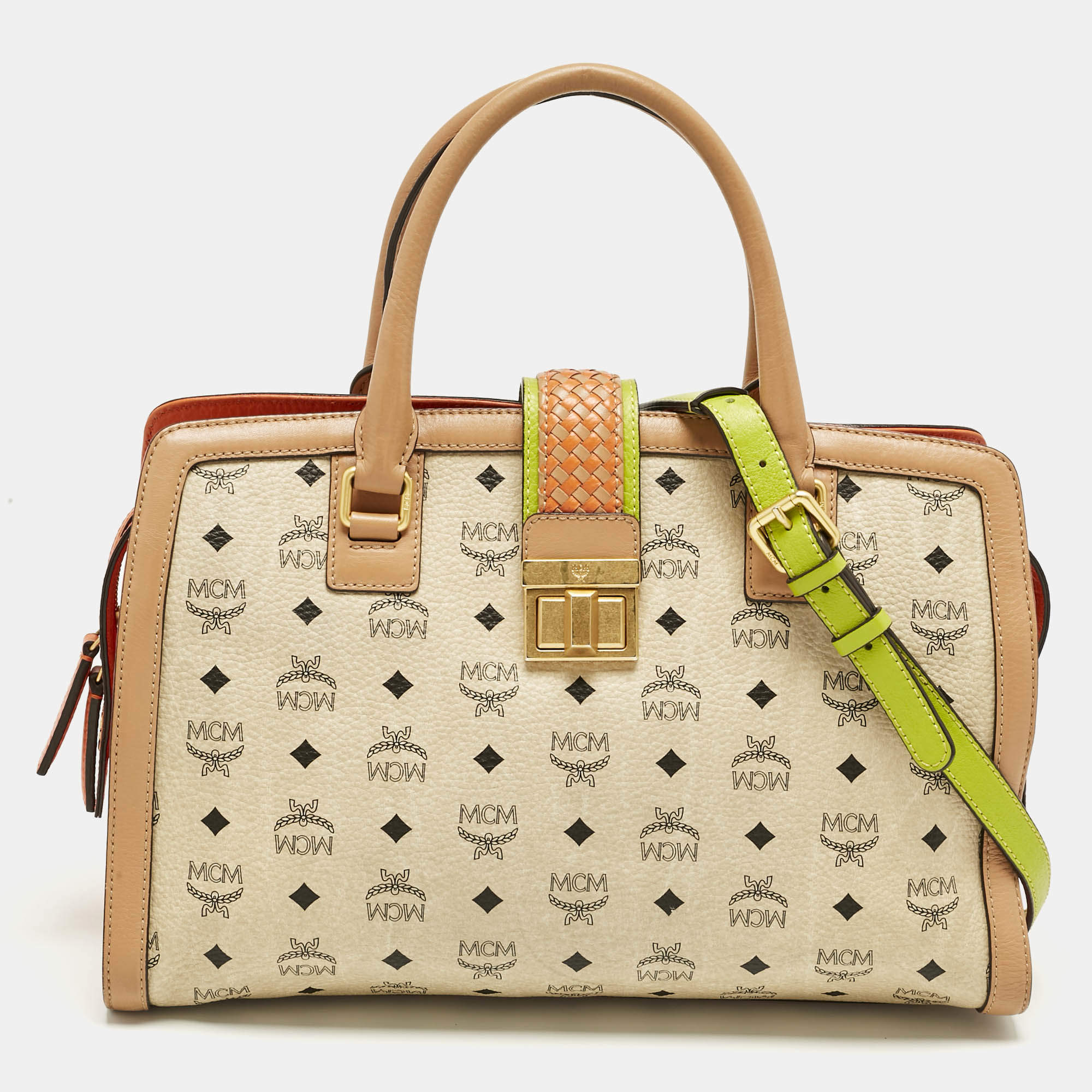 Pre Owned MCM Multicolor Visetos Coated Canvas and Leather Veronica Satchel