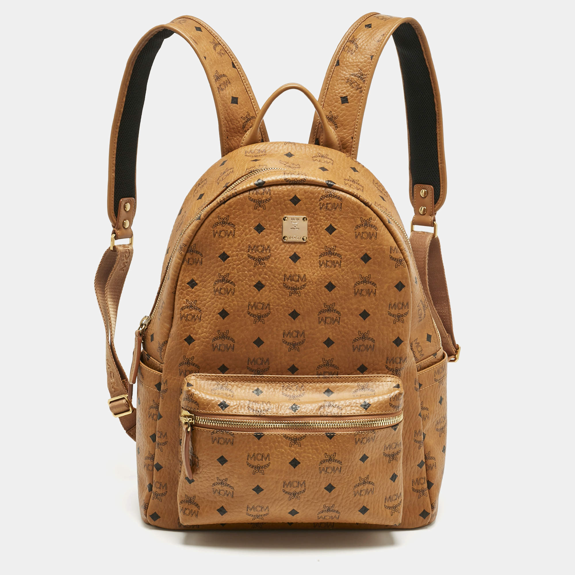 Pre Owned MCM Cognac Visetos Coated Canvas Medium Stark Backpack