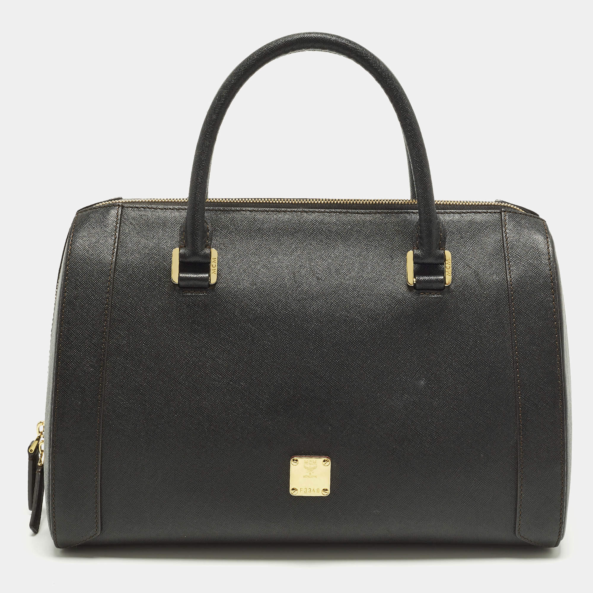 Pre Owned MCM Black Leather Boston Bag