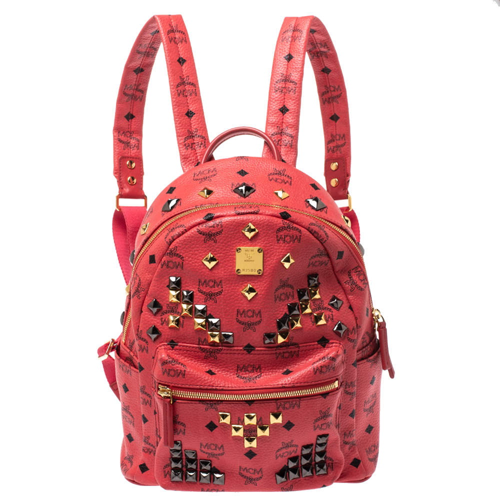 MCM Visetos Coated Canvas and Leather Small Studs Stark Backpack