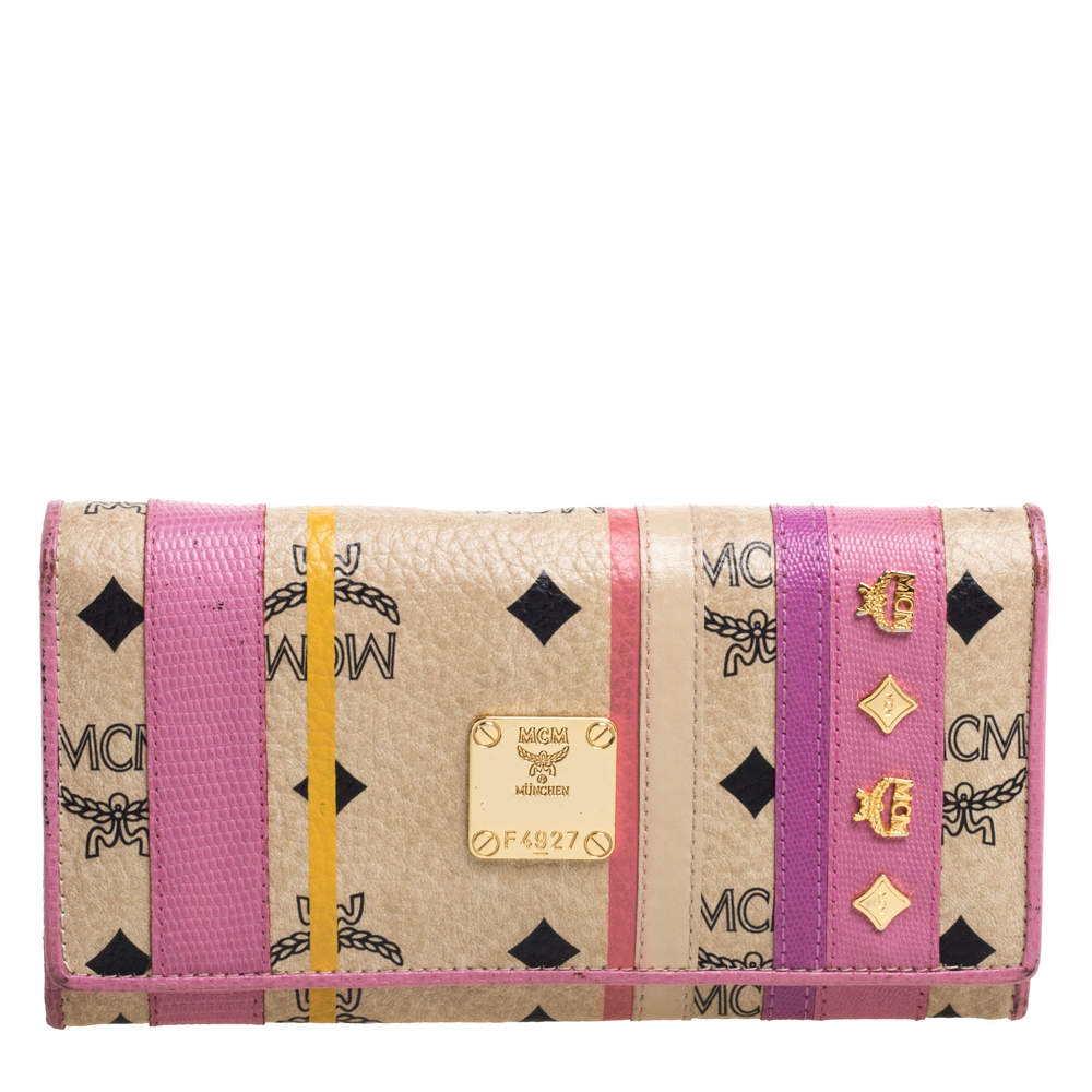 Pre Owned Mcm Multicolor Coated Canvas and Leather Trifold Wallet