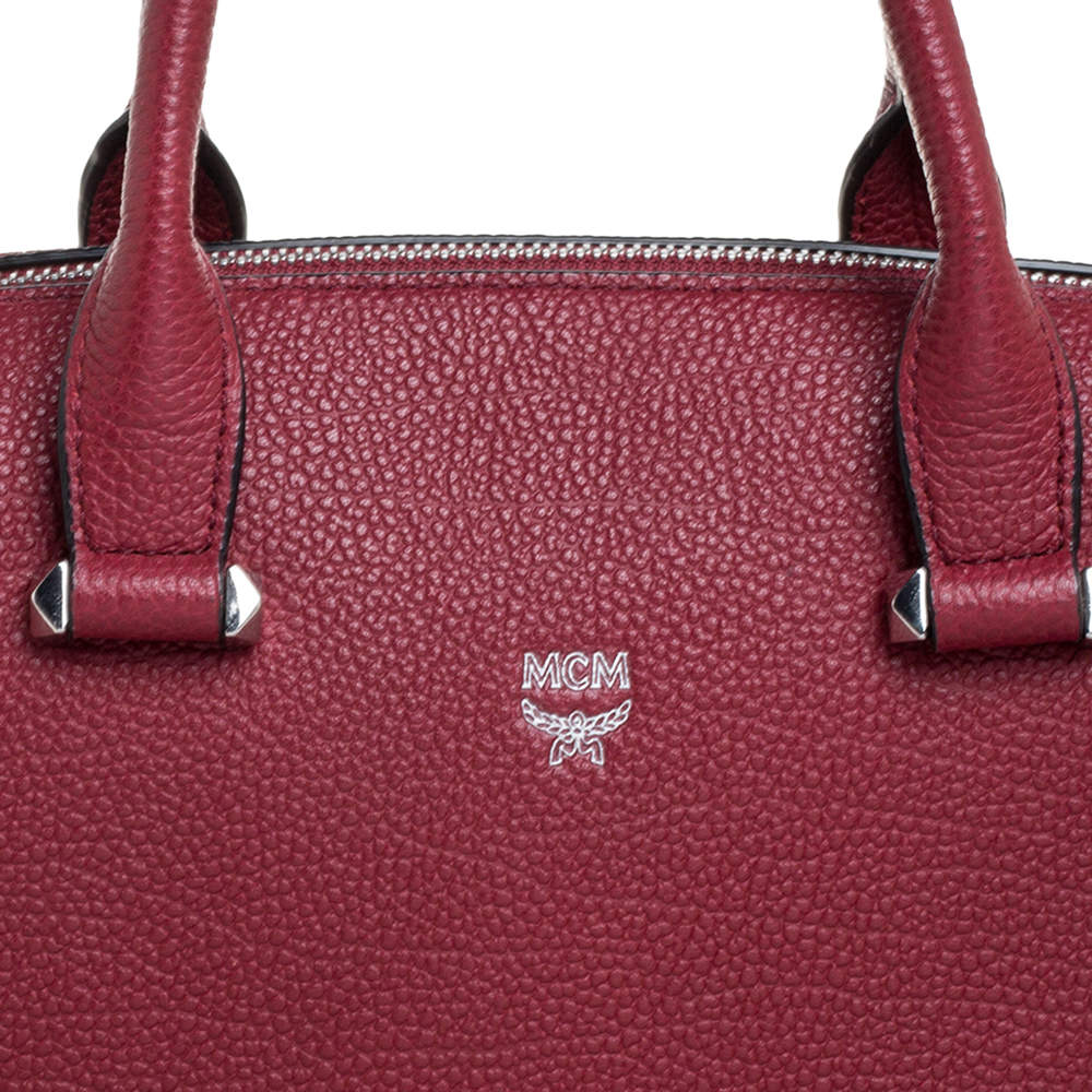 MCM selling Red Leather Boston Satchel and Shoulder Bag