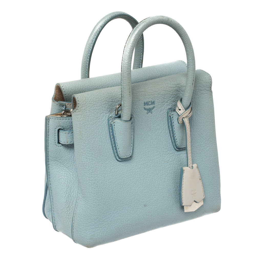 Milla Mini Leather Sky Blue Tote Bag