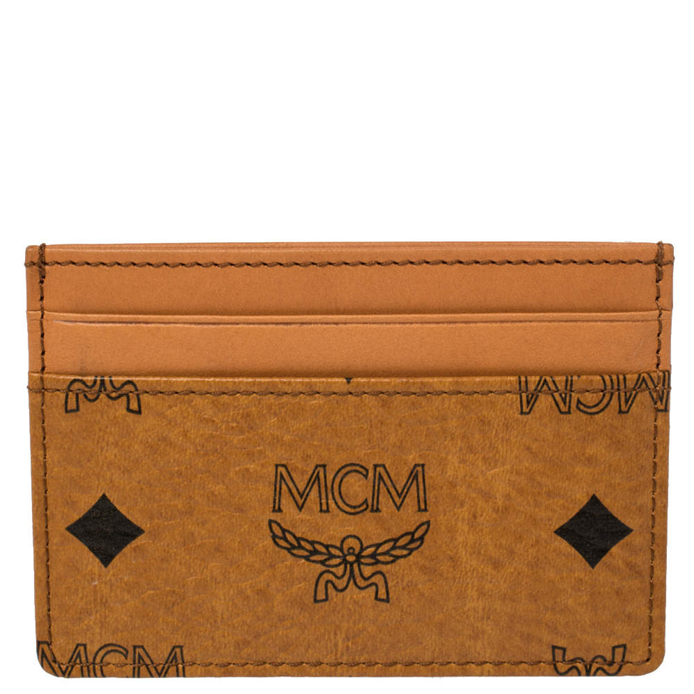 Pre Owned MCM Brown Leather Klassik Monogram Print Cardholder