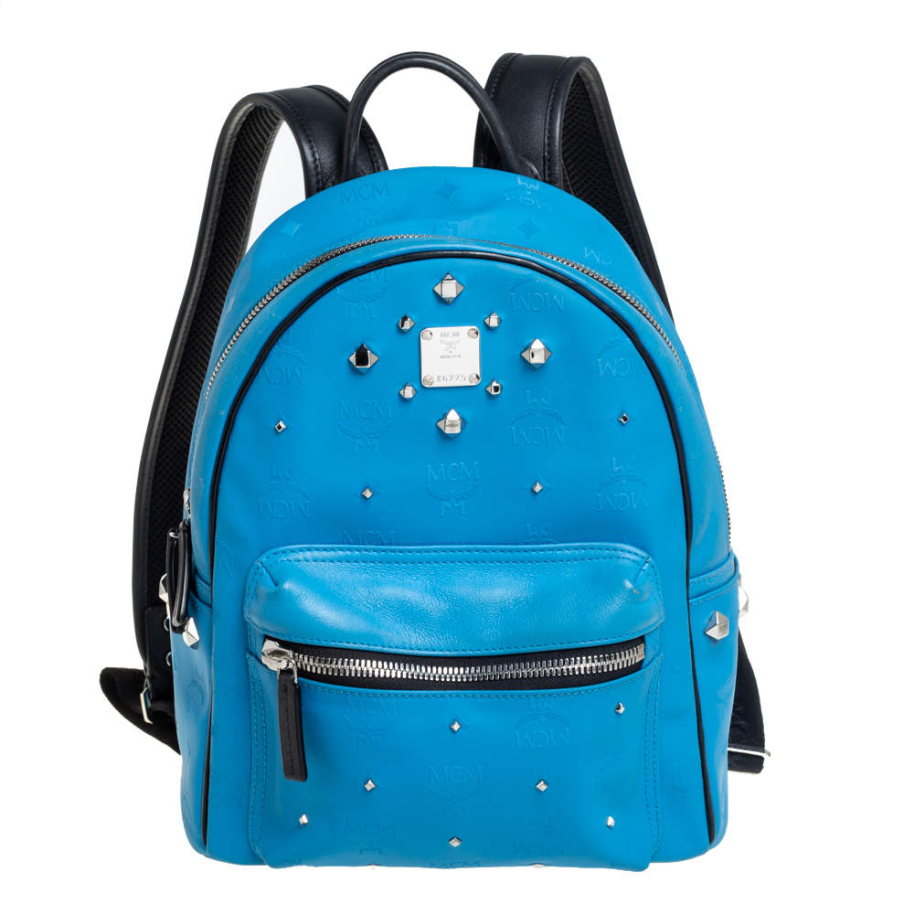 MCM Sky Blue Visestos Faux Leather and Leather Stardust Backpack