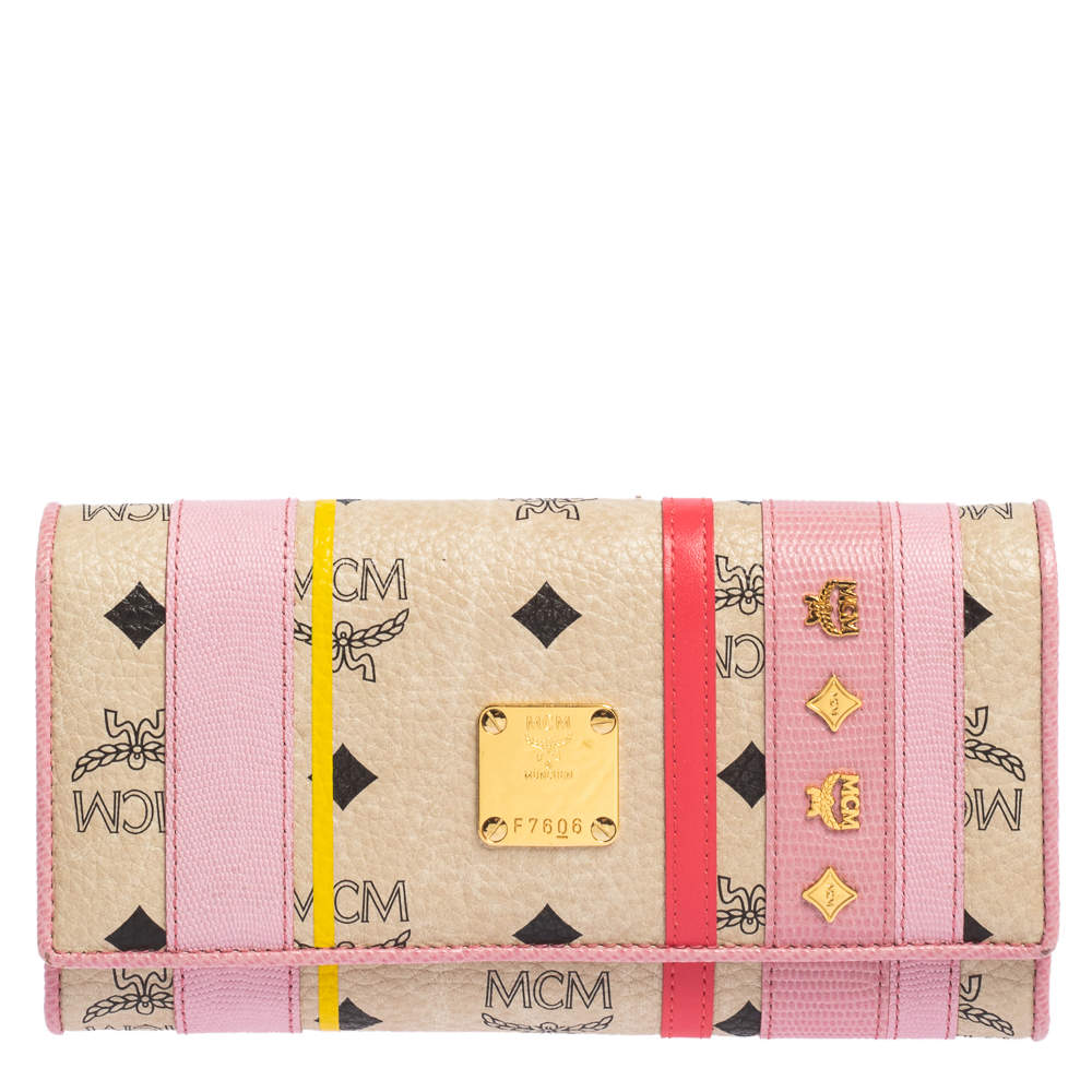 MCM Multicolor Visetos Coated Canvas and Leather Long Trifold Wallet