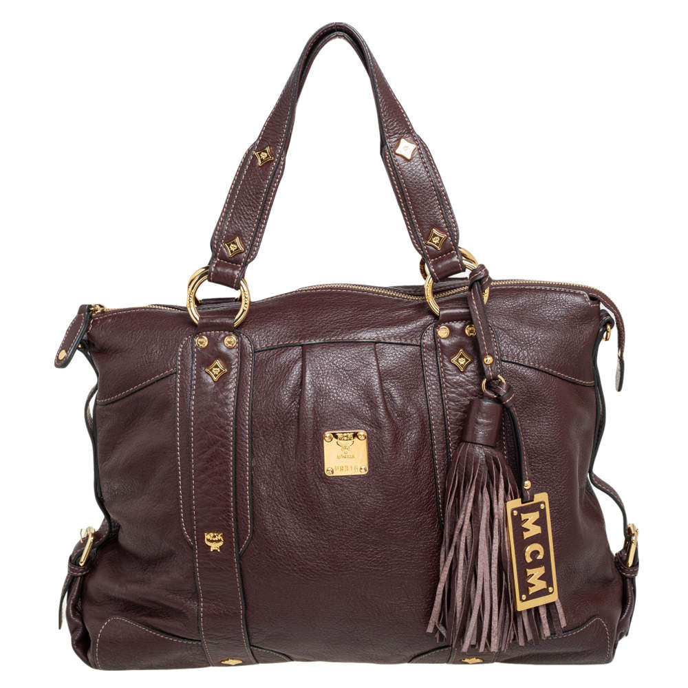 Pre Owned MCM Dark Brown Leather Tassel Satchel