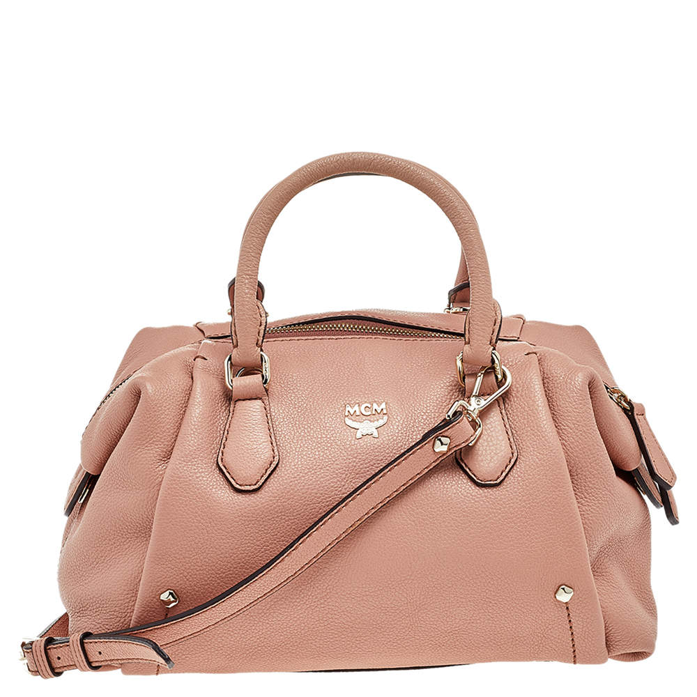 Pre Owned MCM Pink Leather Zip Satchel