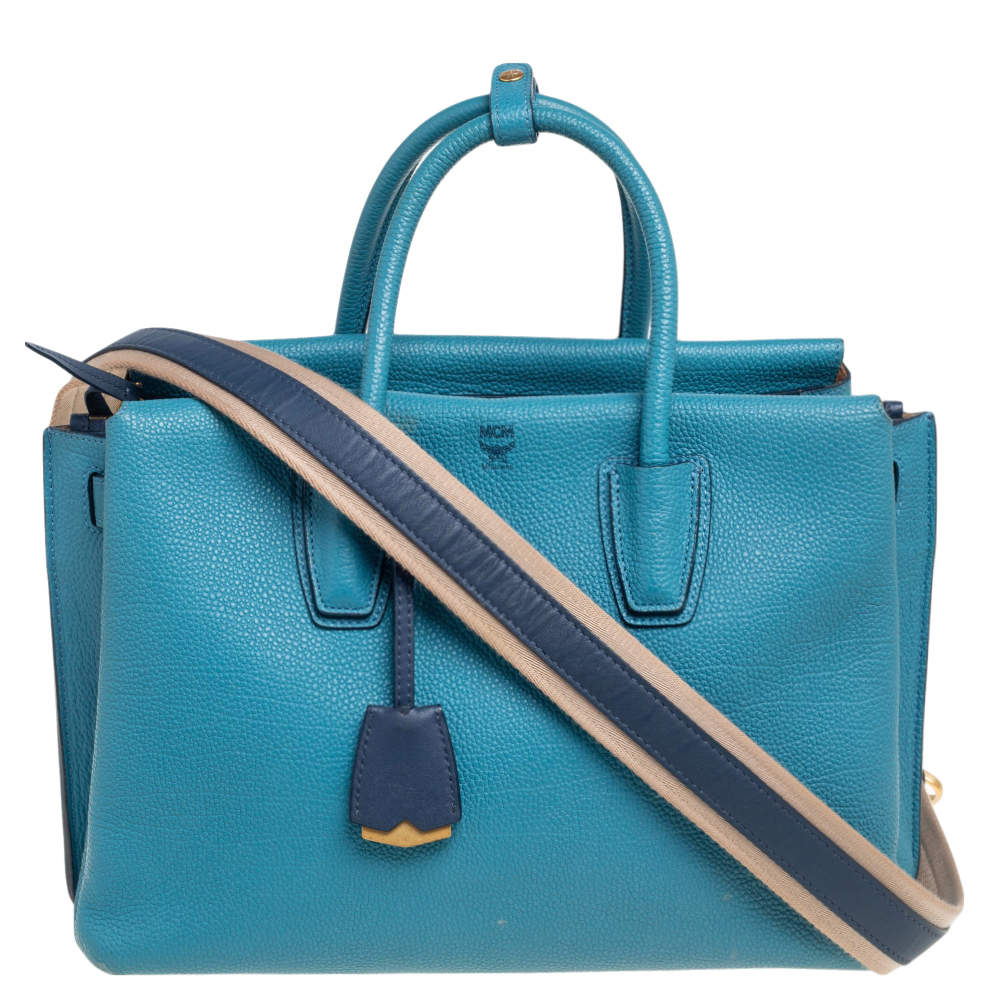 Pre Owned MCM Blue Leather Milla Park Avenue Satchel