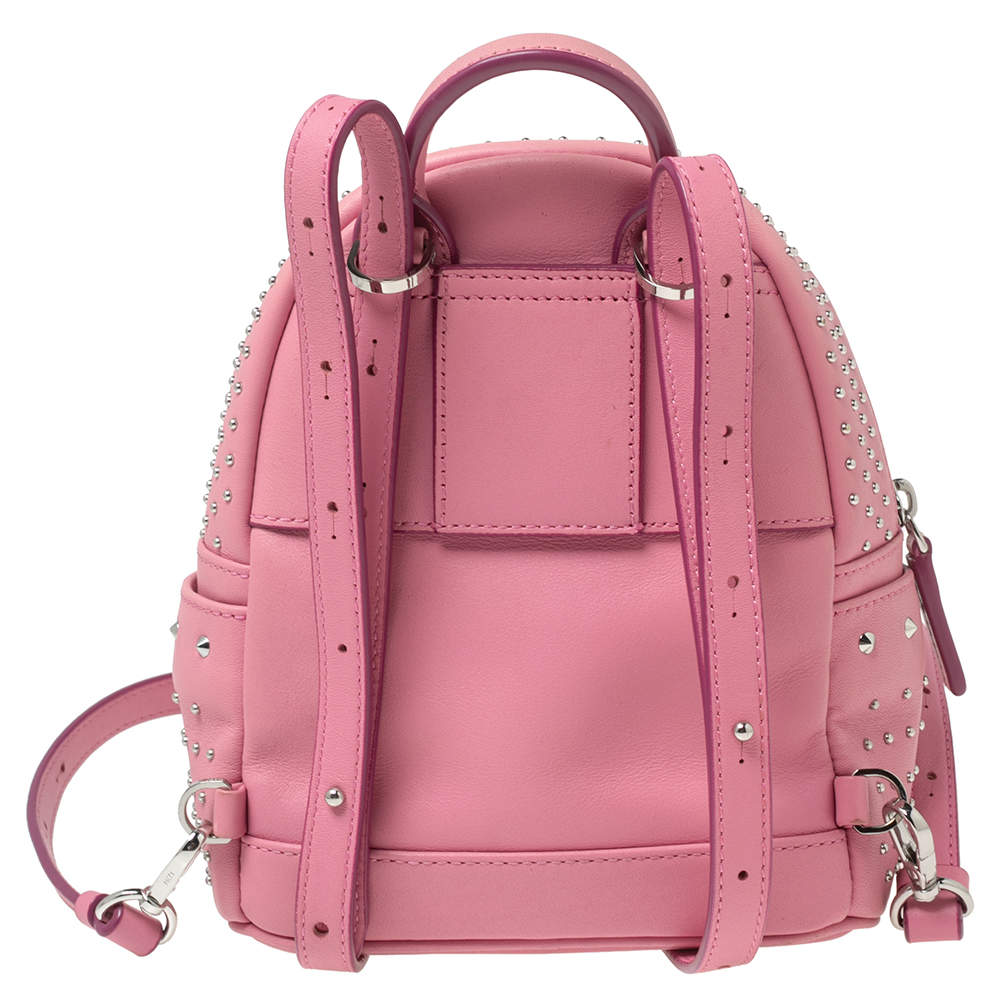 Pink MCM Studded Stark Bebe Boo Leather Backpack – Designer Revival