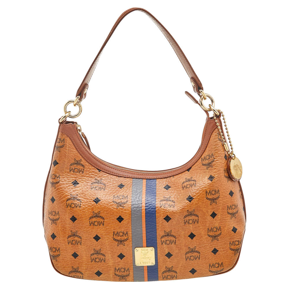 MCM Tan Leather And Coated Canvas Hobo