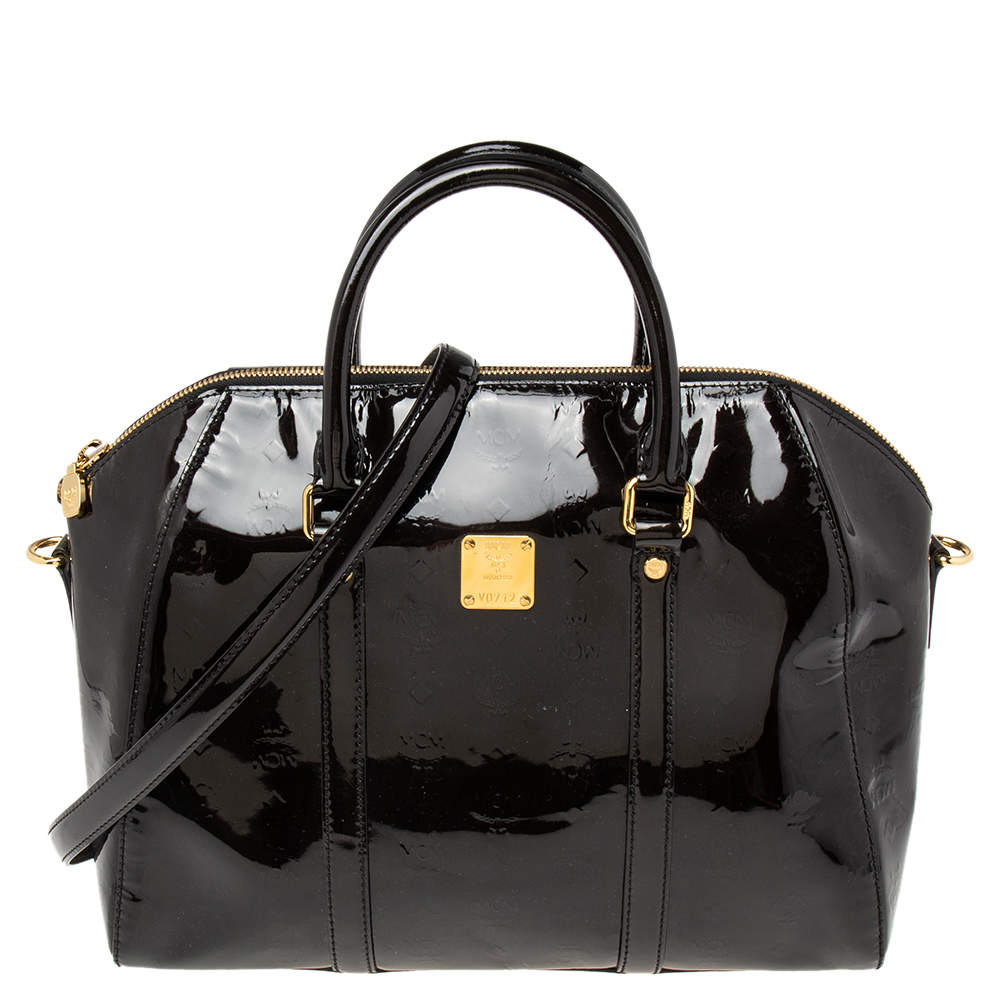 Pre Owned MCM Black Patent Leather Satchel