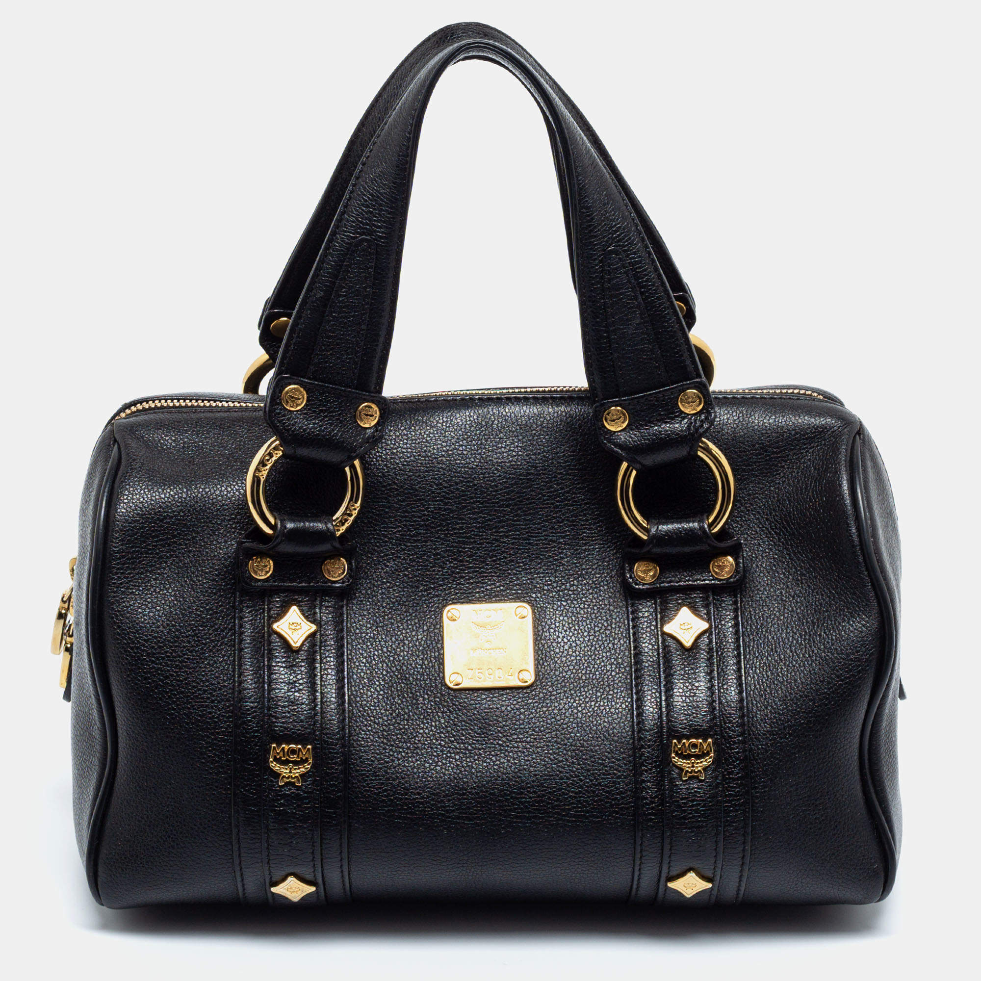 MCM Shoulder Bag, Vintage, Black, Canvas Suede, Good Condition