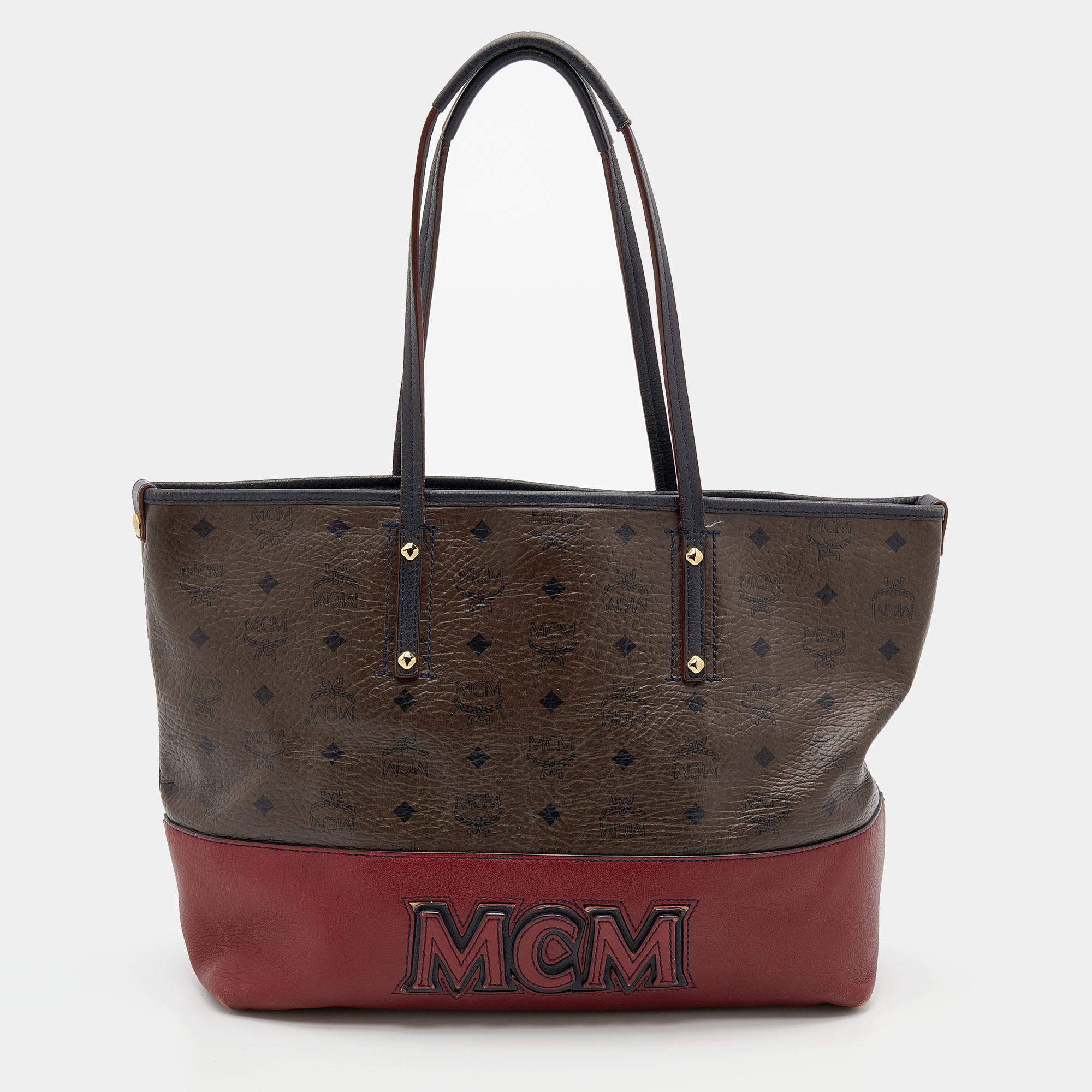 Pre Owned MCM Multicolor Visetos Coated Canvas and Leather Shopping Tote