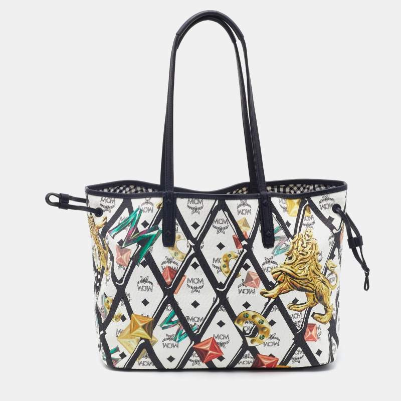  MCM Multicolored Coated Canvas and Leather Rombi Motif Reversible Tote