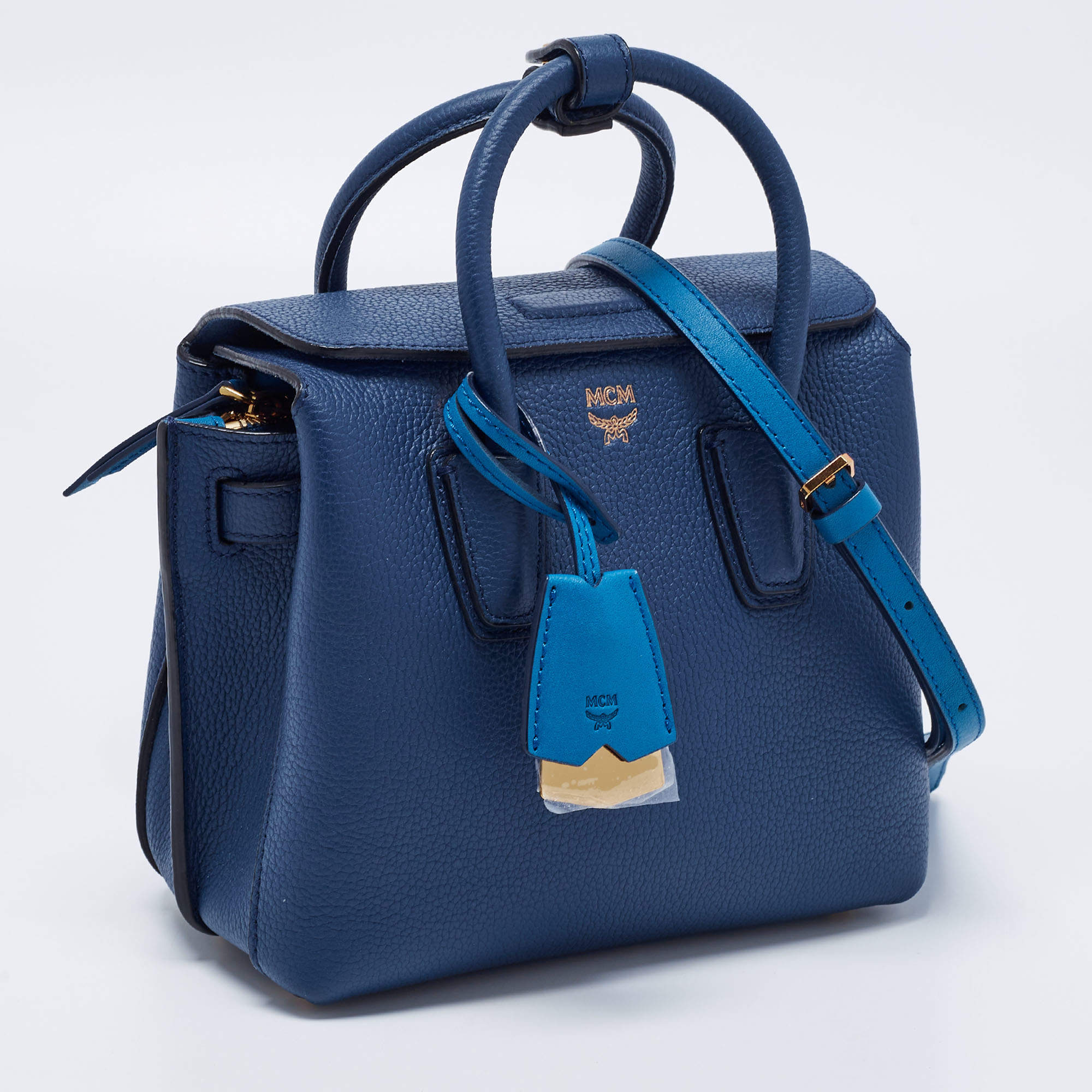 MCM Blue Leather Mini Milla Tote MCM