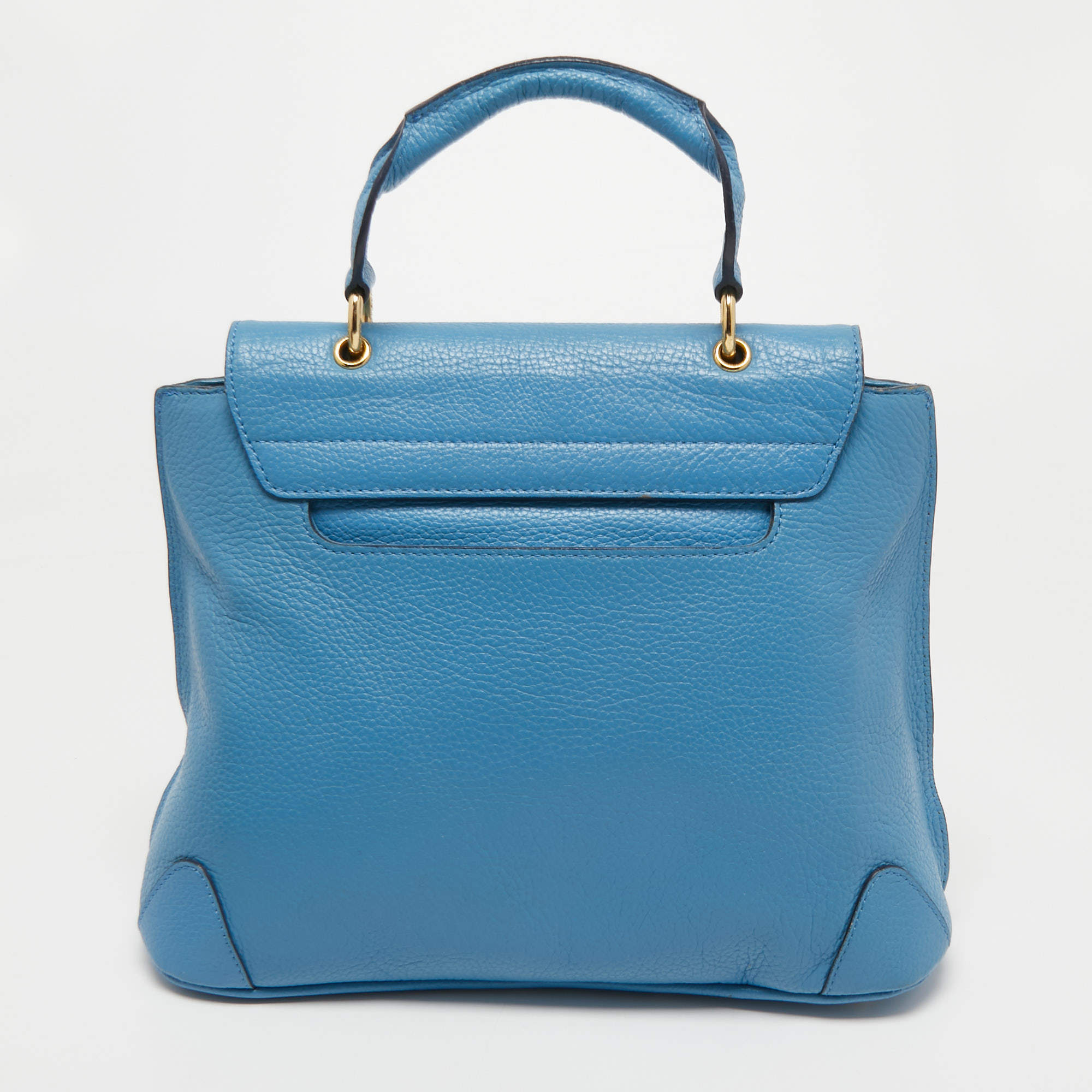 Mcm Light Blue Leather First Lady Top Handle Bag