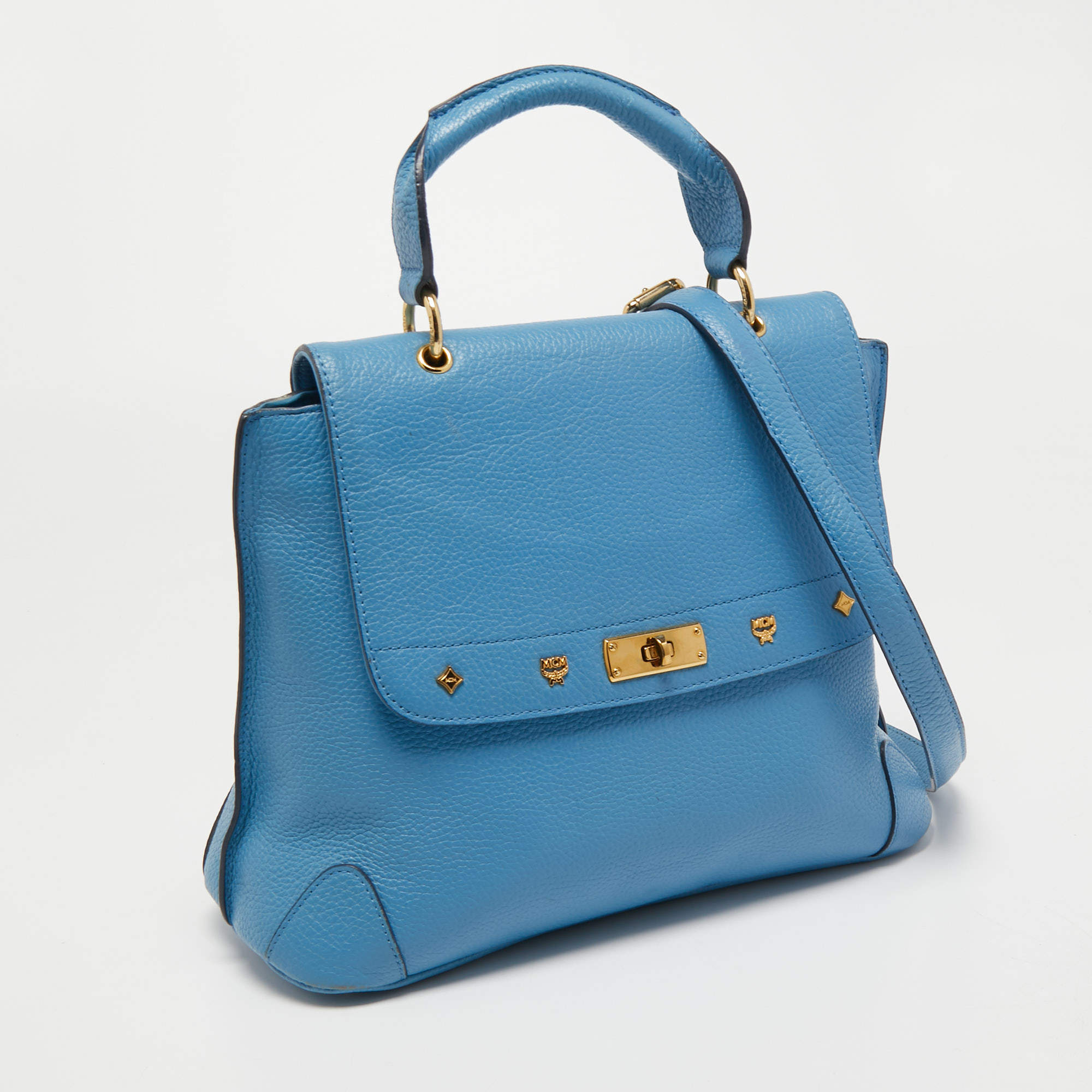 MCM Light Blue Leather First Lady Top Handle Bag MCM | TLC