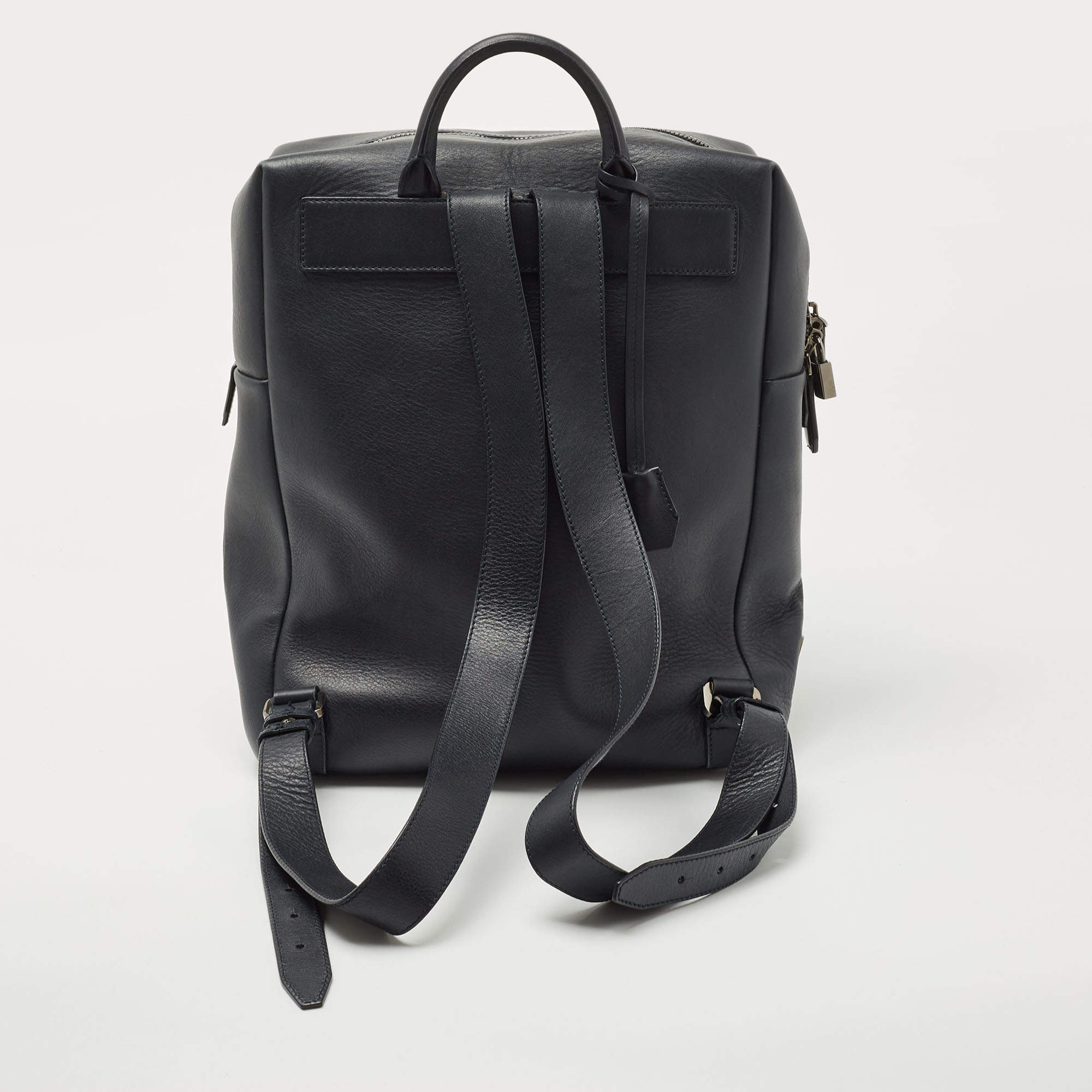 MCM Navy Blue Leather and Calfhair Front Pocket Backpack MCM