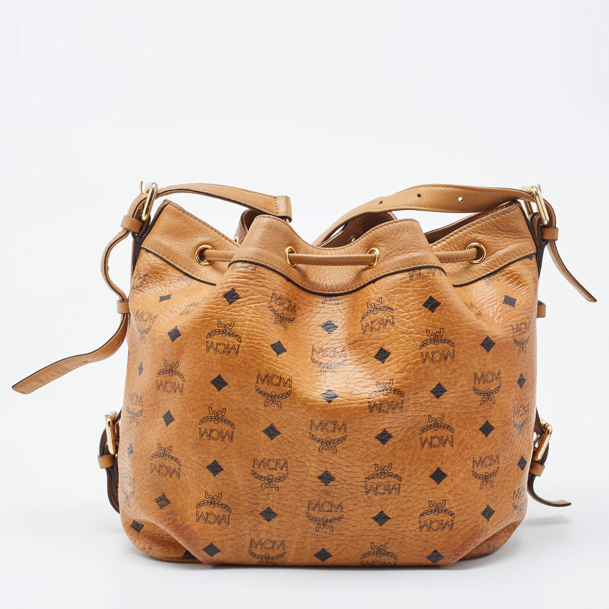 MCM Visetos Bucket Bag Brown Cloth ref.916434 - Joli Closet