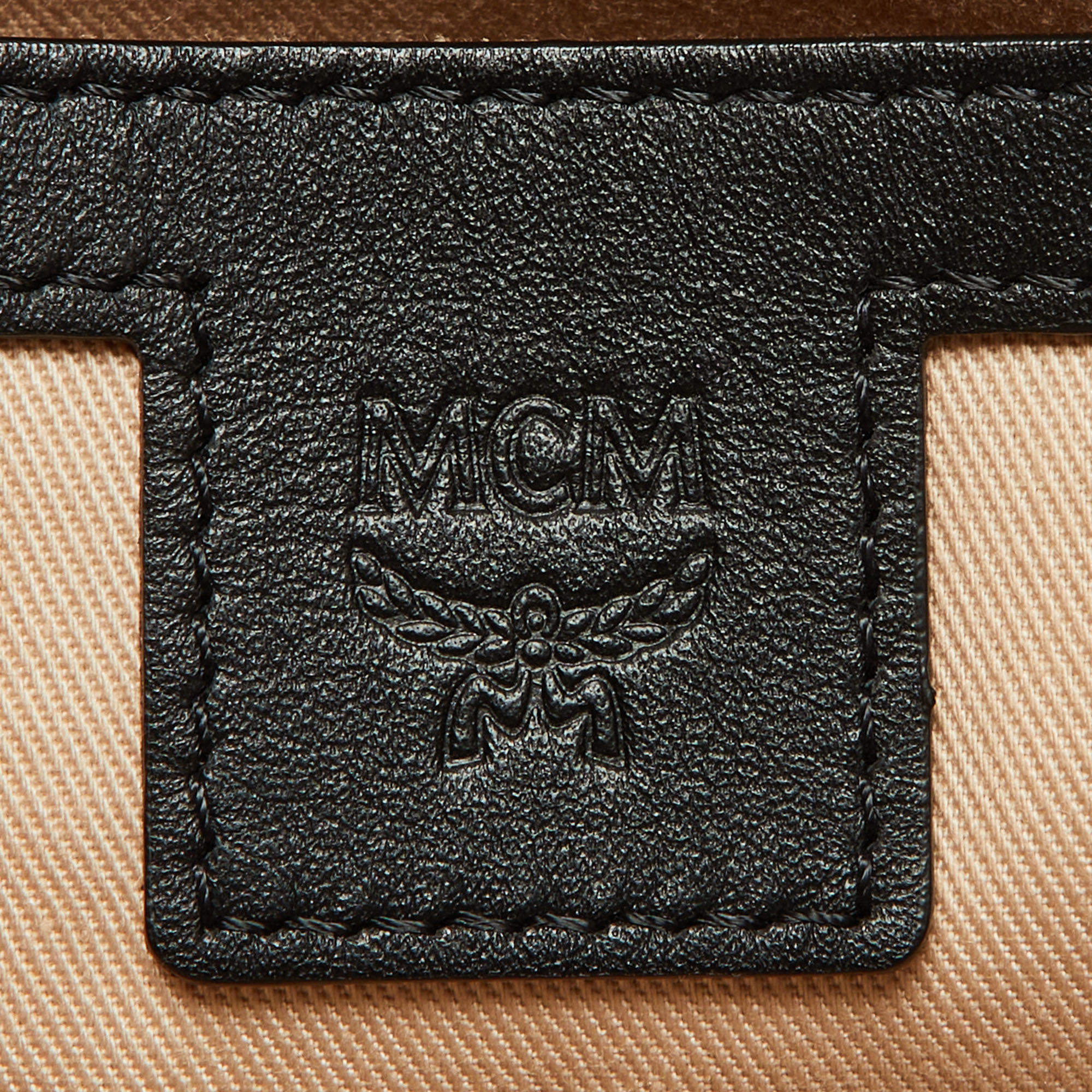 MCM Transparent/Black PVC and Leather Glitch Logo Shopper Tote