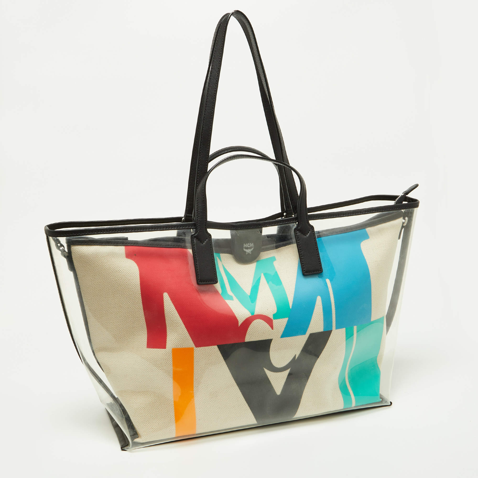 MCM Mini M Logo Glitch Transparent Shopper Bag