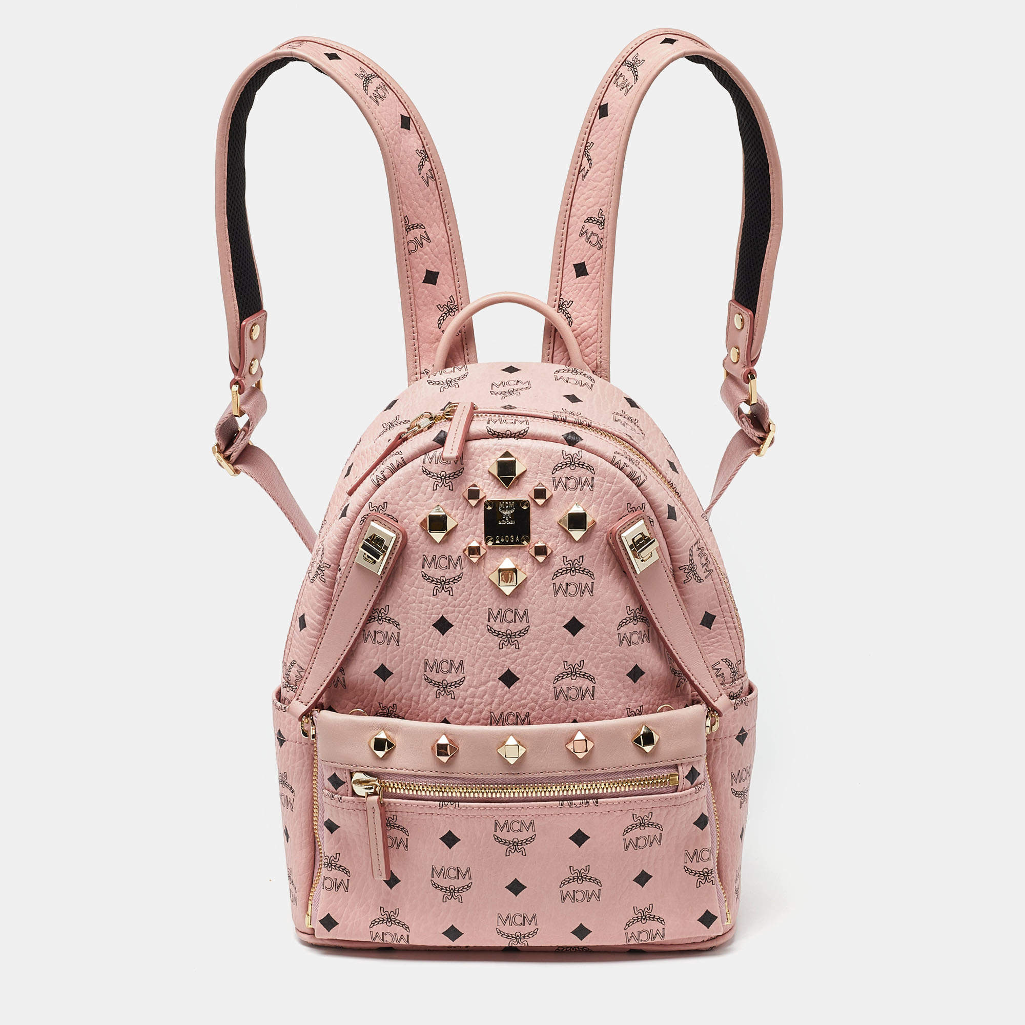 Pink and shop black mcm bag