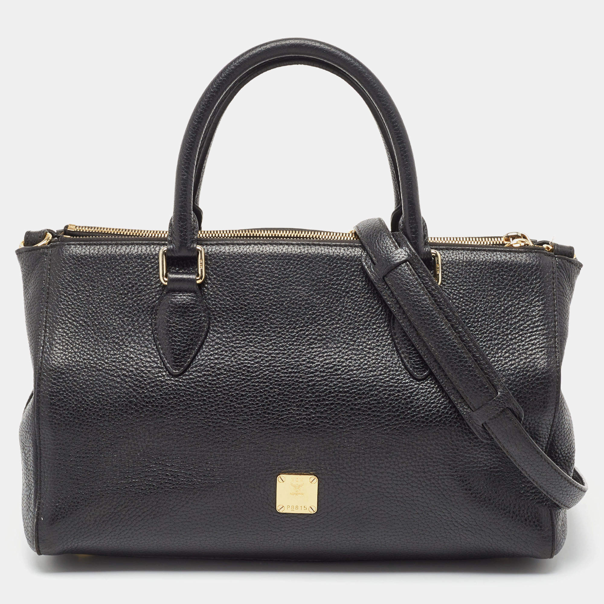 Pre Owned MCM Black Leather Double Zip Satchel