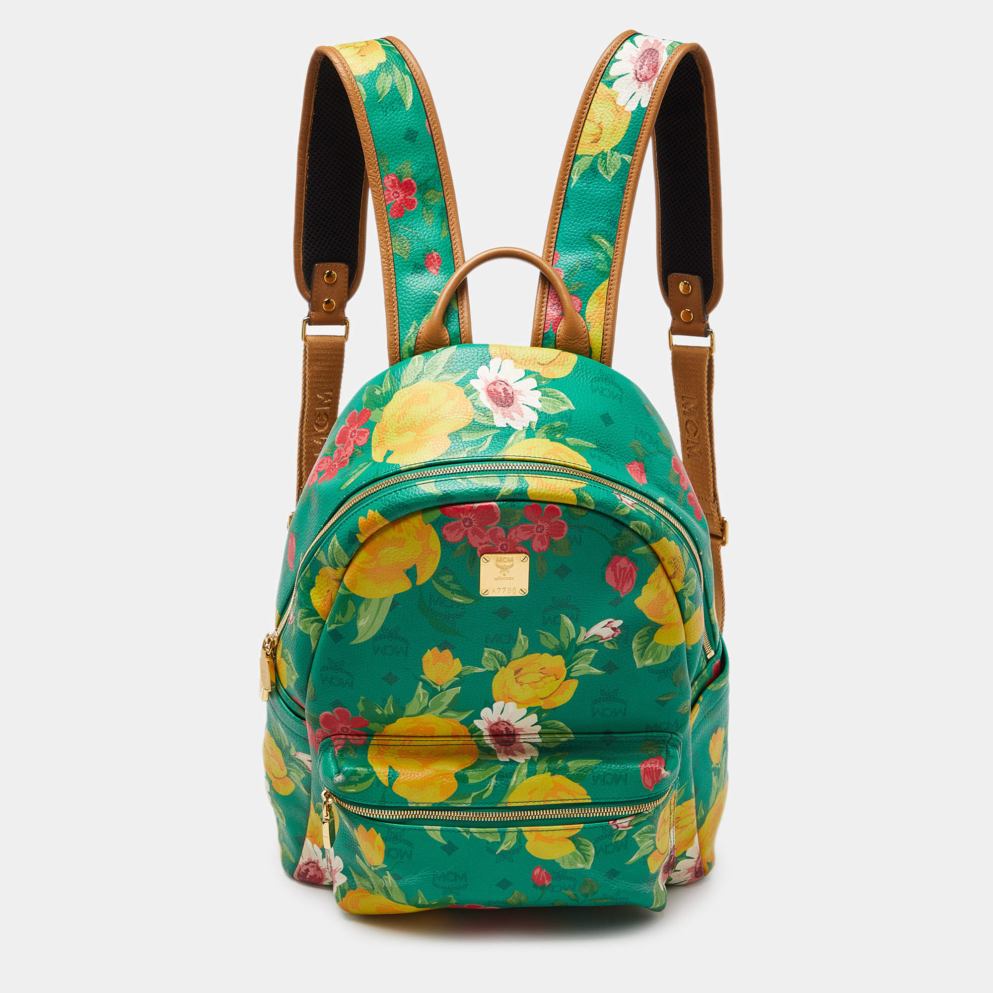 MCM Multicolor Floral Phenomenon Coated Canvas and Leather Large Backpack