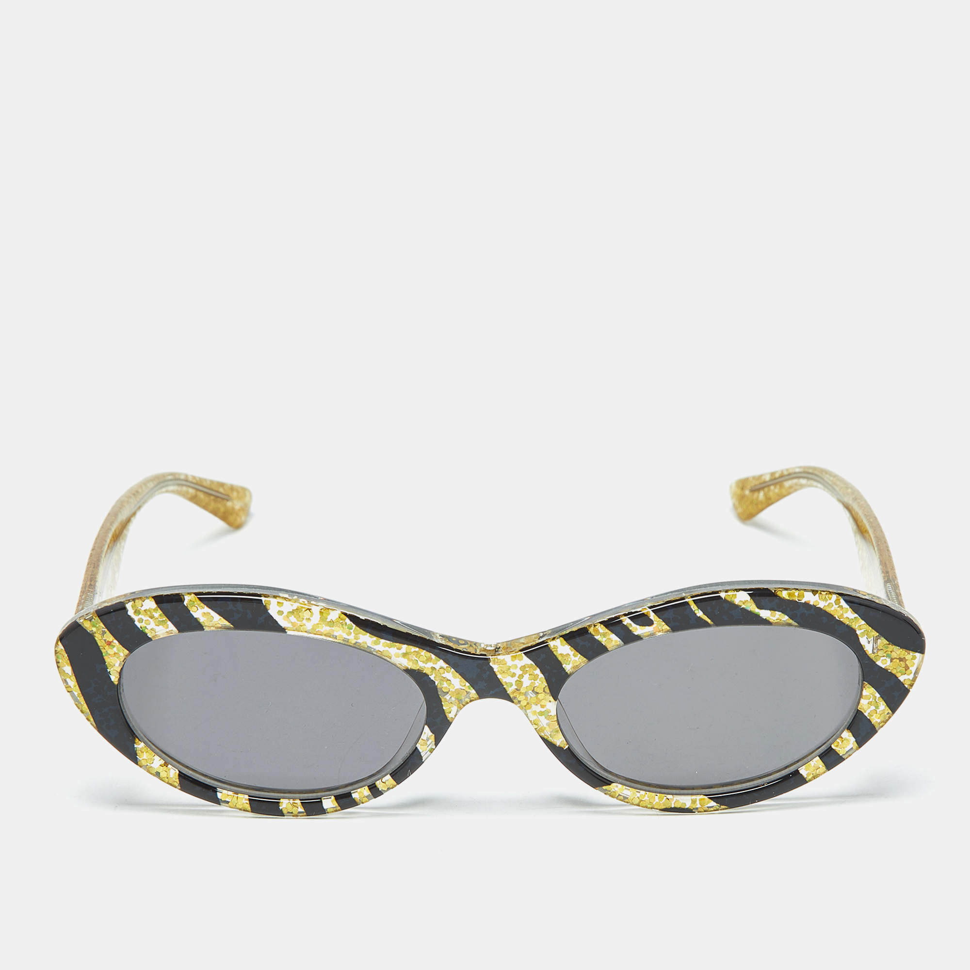 Pre Owned McQ by Alexander McQueen Yellow/Black MQ0190S Frame Cat Eye Sunglasses