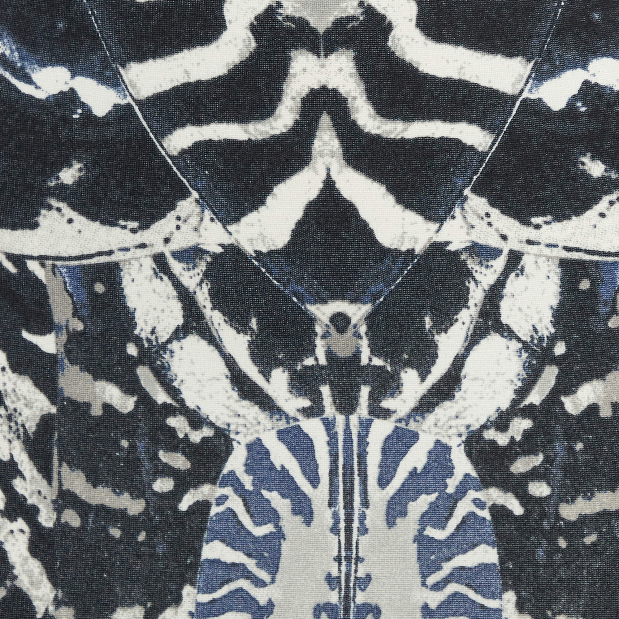 Pre Owned McQ by Alexander McQueen Blue Beetle Print Crepe Pencil Skirt XS