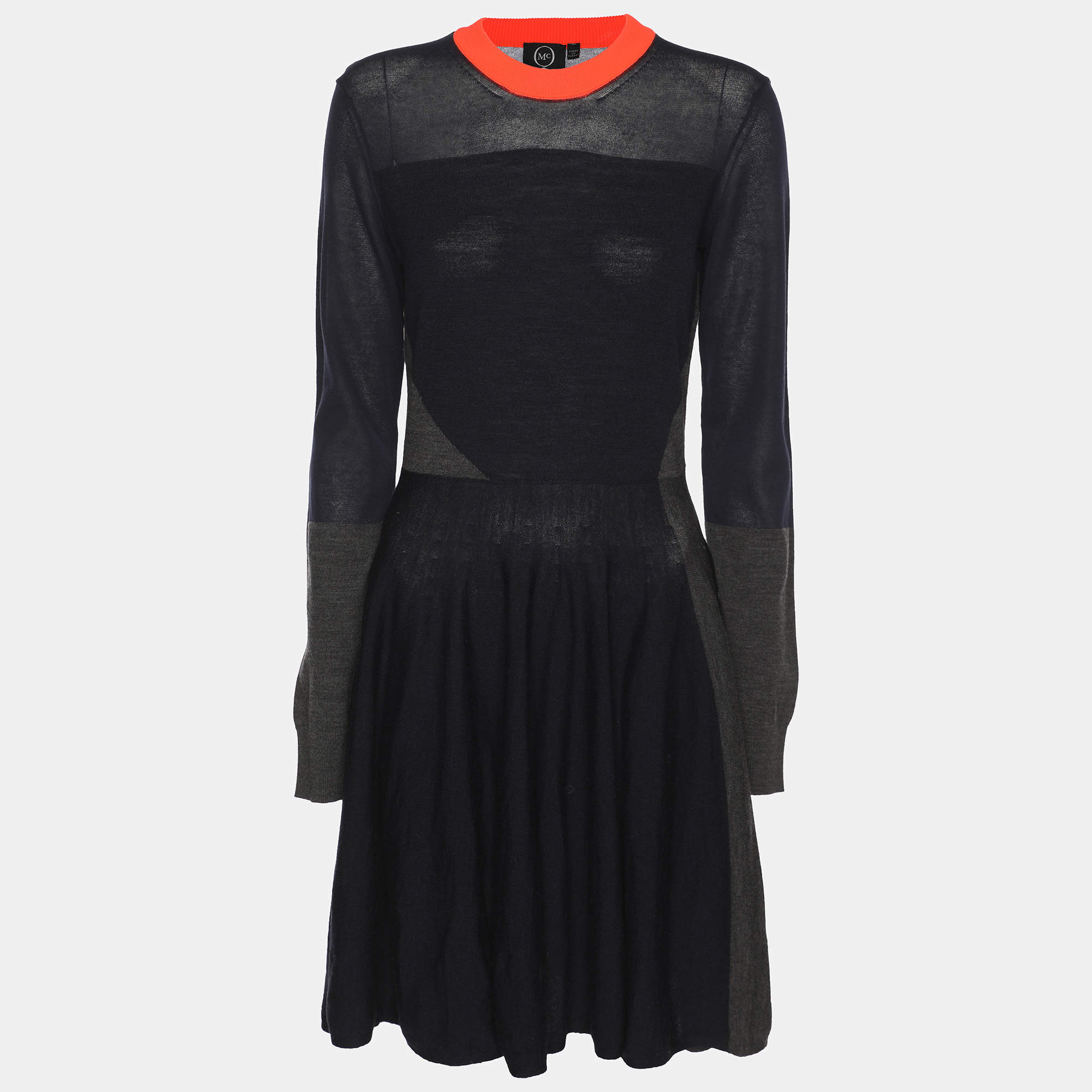 Pre Owned McQ by Alexander McQueen Multicolor Wool Knit Midi Dress L