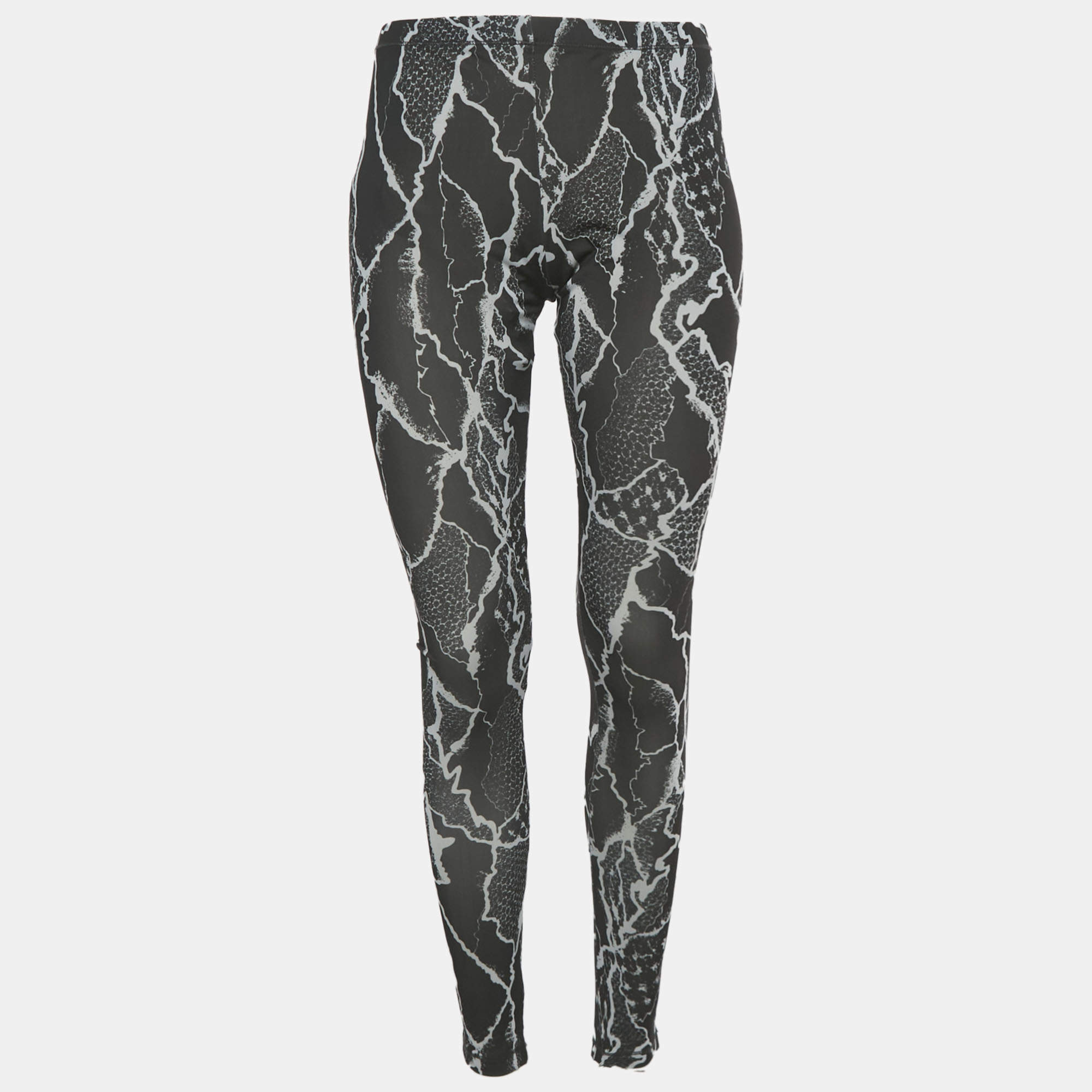Pre Owned McQ by Alexander McQueen Monochrome Snakeskin Print Jersey Leggings S
