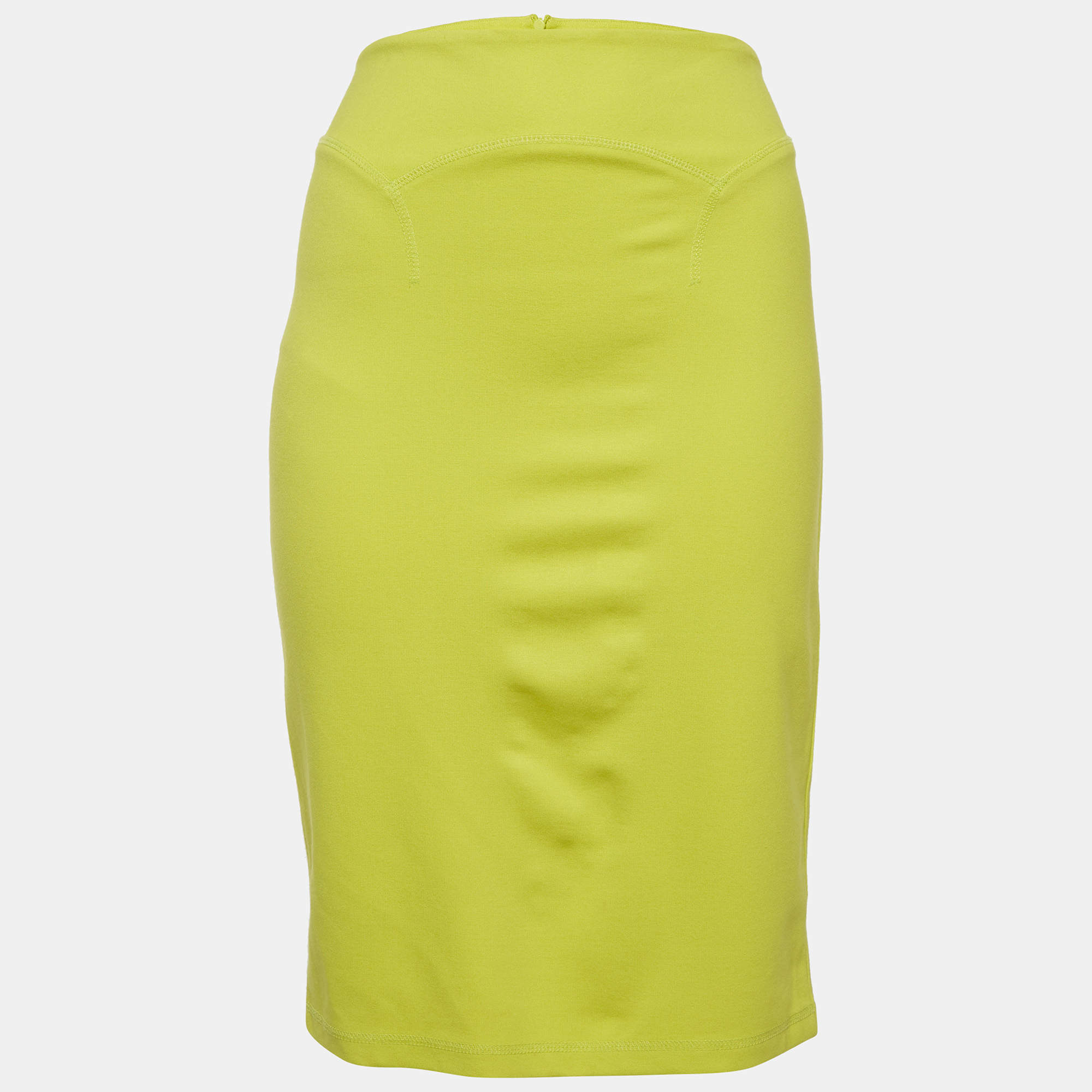 Pre Owned تنورة ميني جيرسي نيون أخضر إم سي كيو باي ألكساندر ماكوين مقاس كبير جدا (إكسترا لارج)