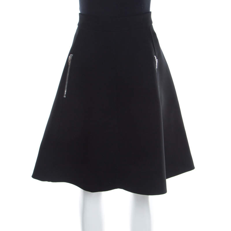 Pre Owned McQ by Alexander McQueen Black Crepe Paneled Zip Detail Skirt M