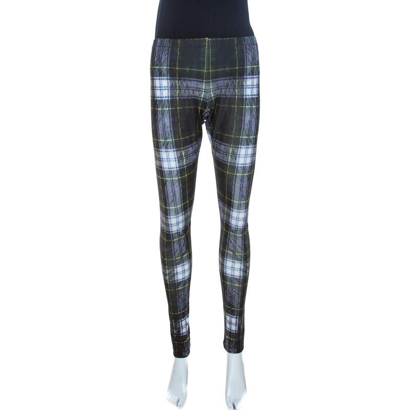 McQ by Alexander McQueen Green Printed Stretch Knit Leggings M