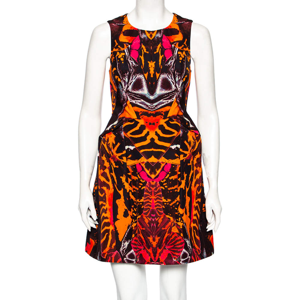 Pre Owned  فستان قصير إم سي كيو باي ألكسندر ماكوين بنقشة تجريدية متعدد الألوان مقاس صغير - سمول
