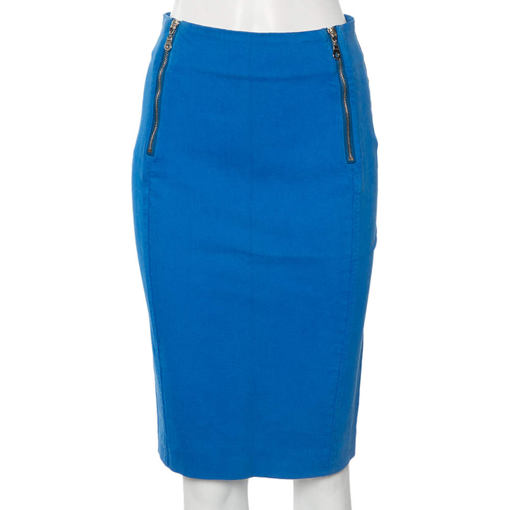 Pre Owned تنورة إم سي كيو باي ألكسندر ماكوين دينم أزرق بطول الركبة وسحاب مقاس متوسط - ميديوم