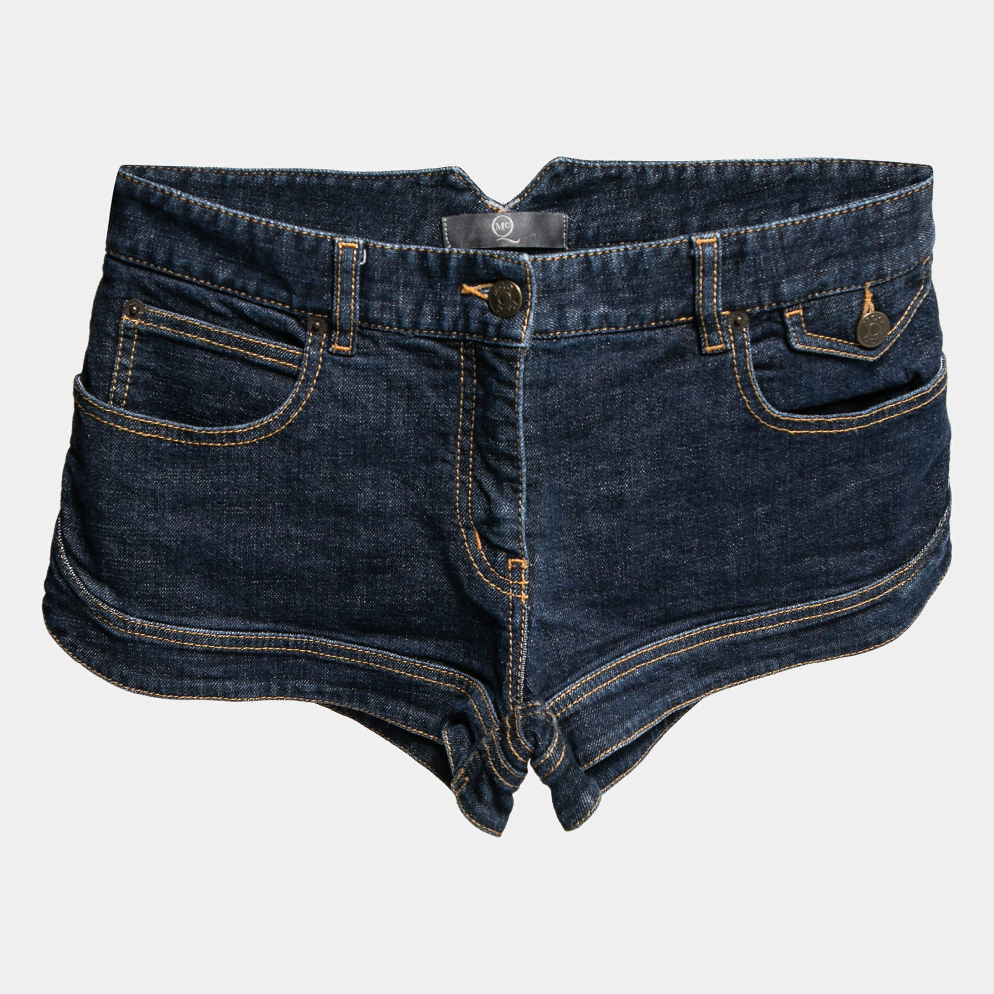 McQ by Alexander McQueen Blue Denim Applique Detail Shorts S