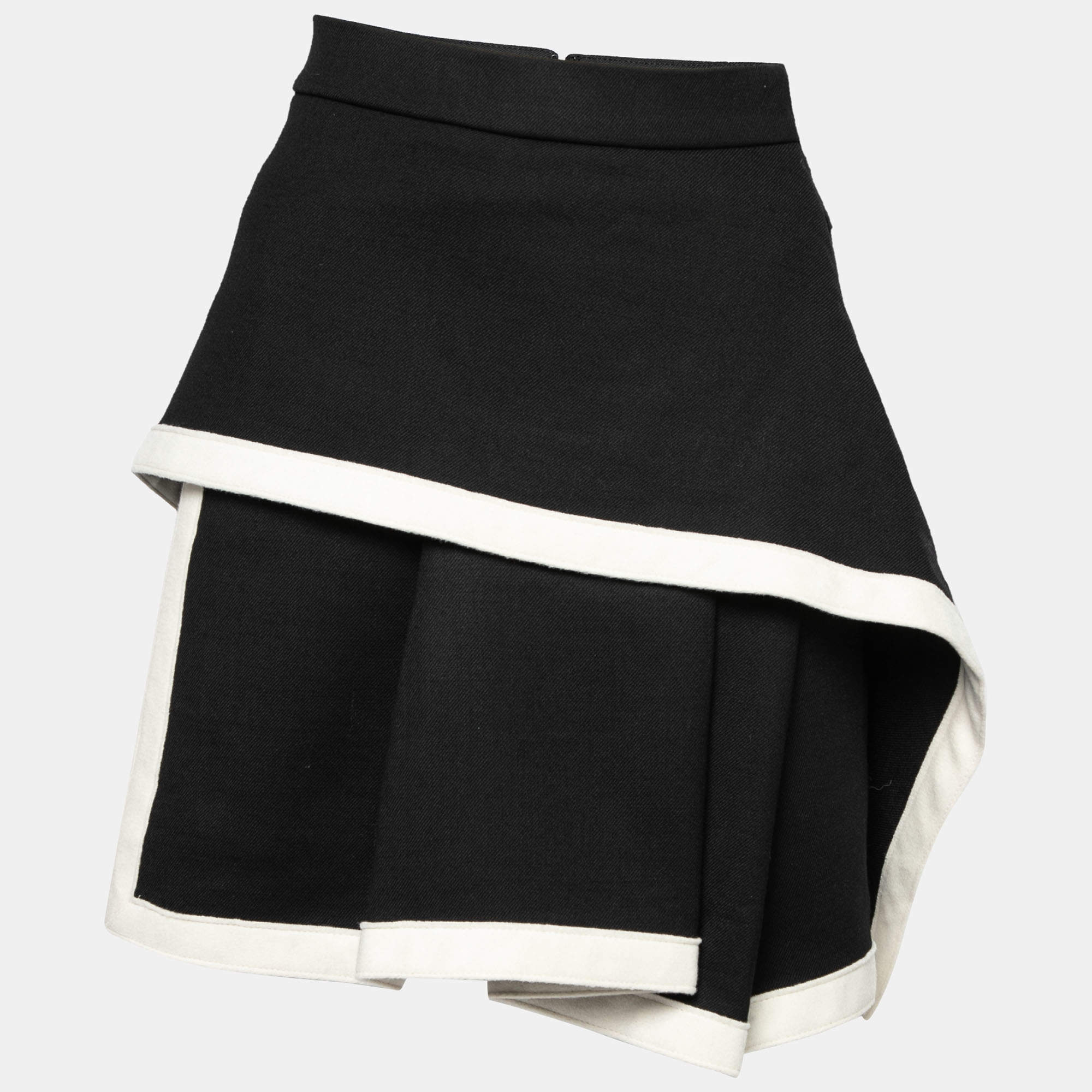 Pre Owned McQ by Alexander McQueen Black Wool Layered Asymmetric Skirt XS