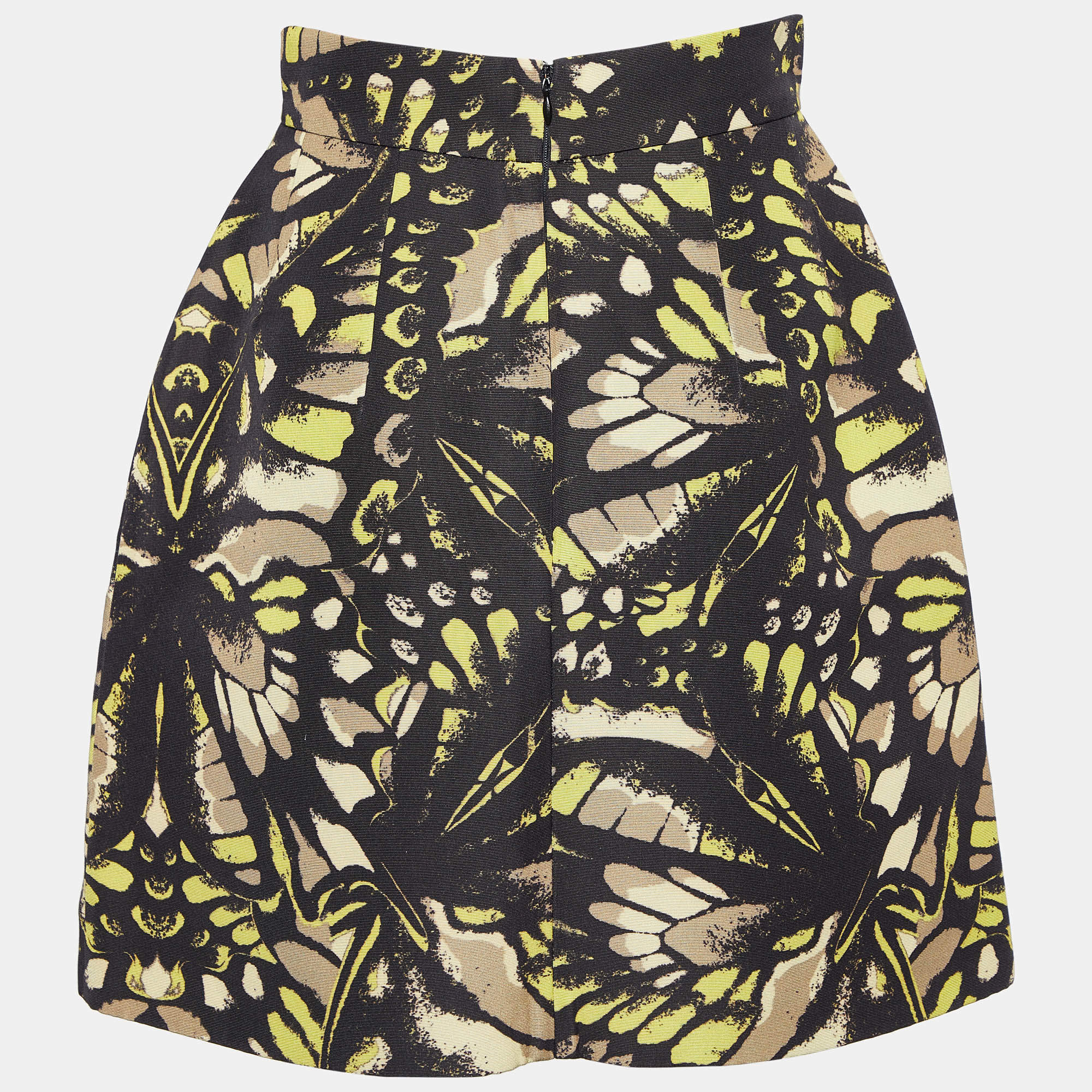 Pre Owned McQ by Alexander McQueen Black Printed Textured Cotton Mini Skirt S