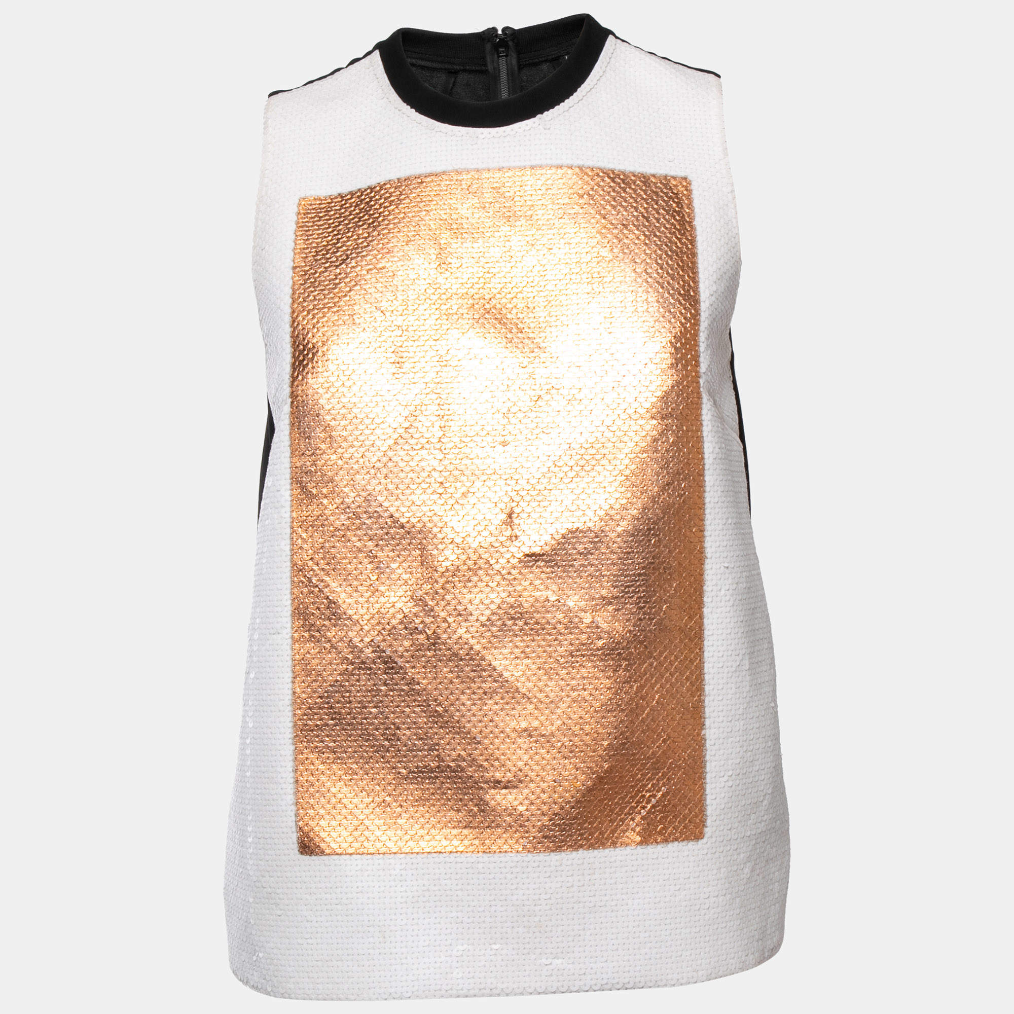 McQ by Alexander McQueen White Sequined Sleeveless Top S