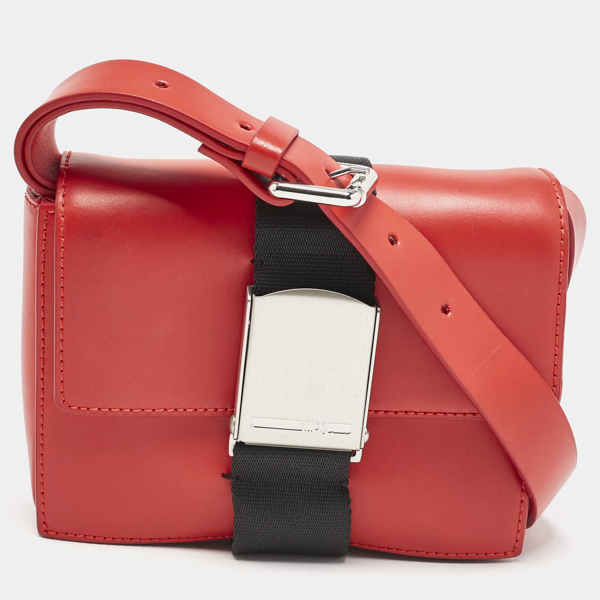 Pre Owned McQ by Alexander McQueen Red Leather Christine Deluxe Shoulder Bag